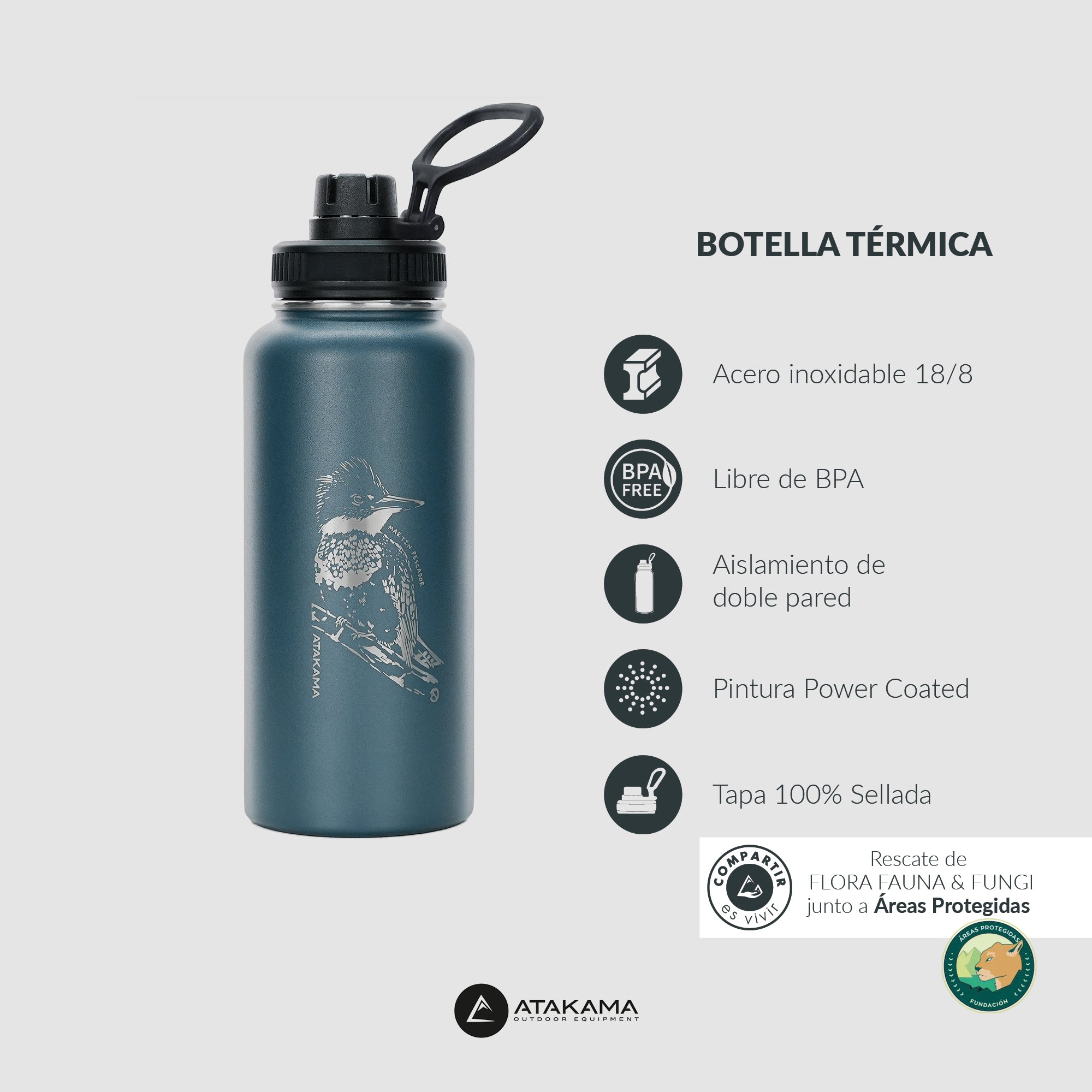 Botella térmica Martín Pescador 960 ml Azul