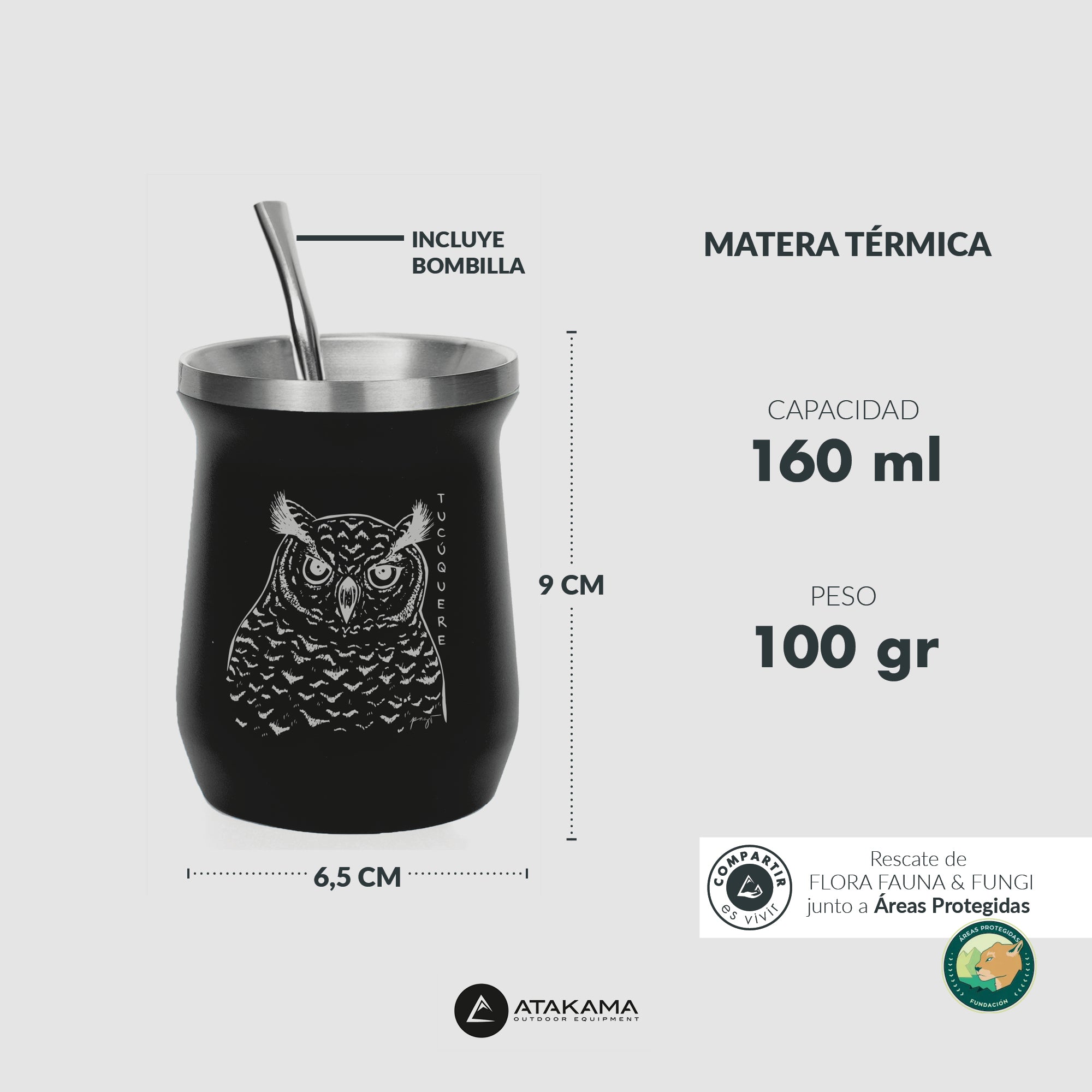 Matera térmica Tucúquere 160 ml Negro