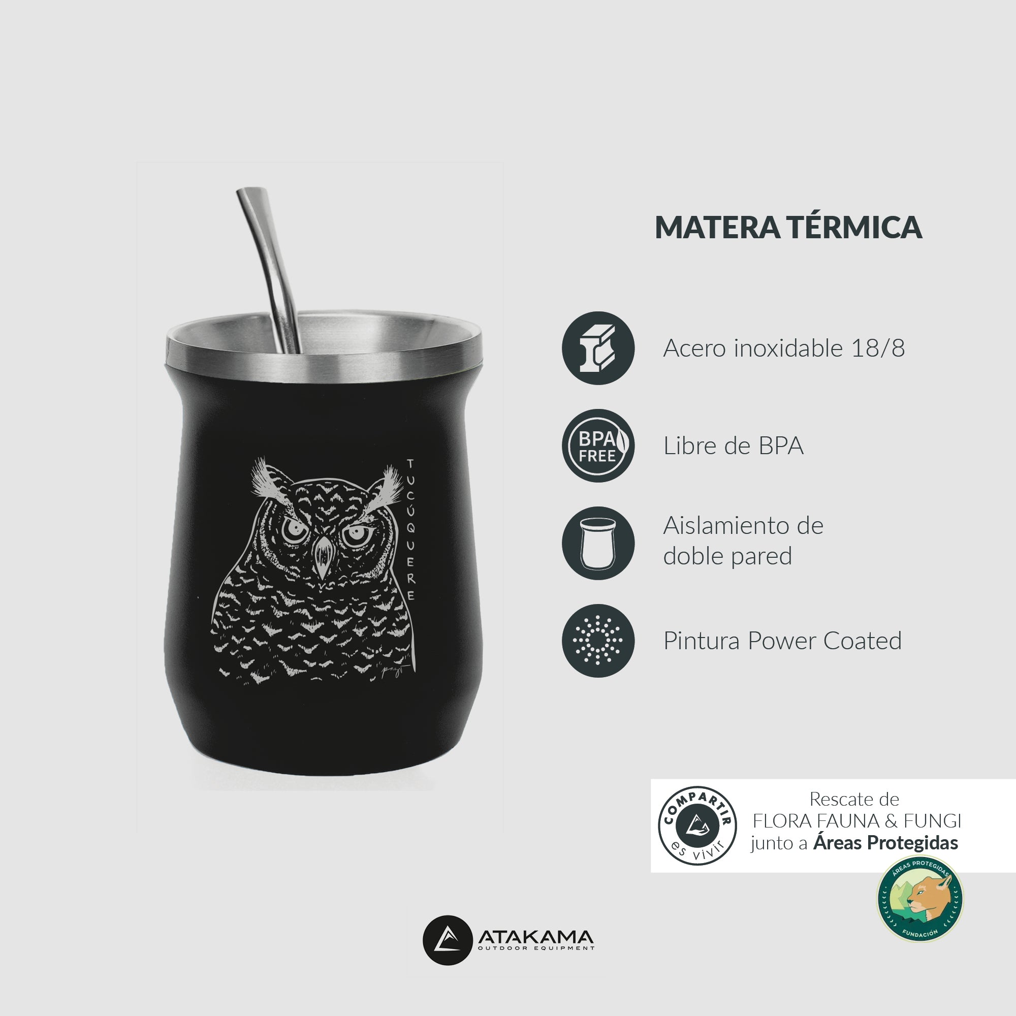 Matera térmica Tucúquere 160 ml Negro