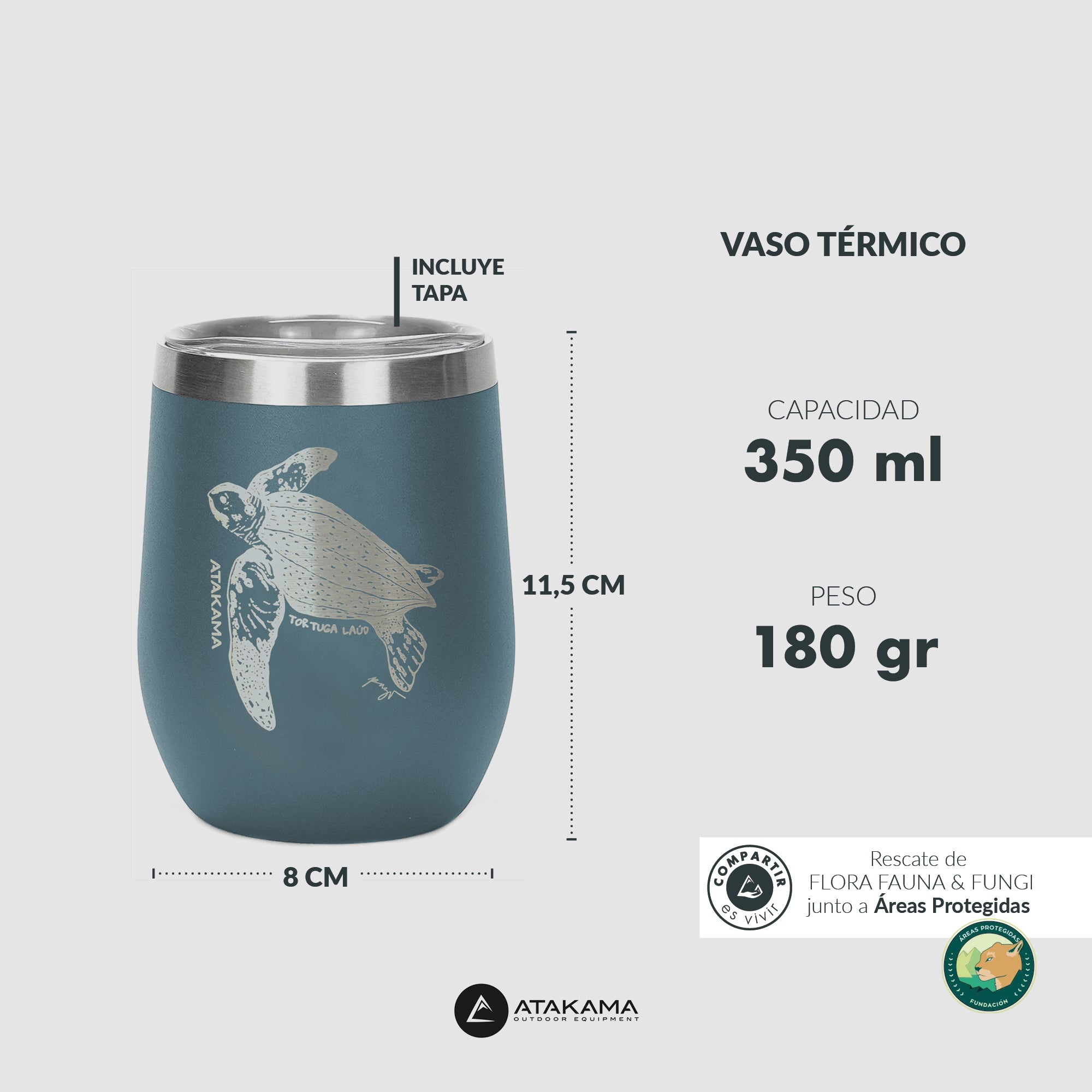 Vaso térmico Tortuga Laúd 350 ml Azul