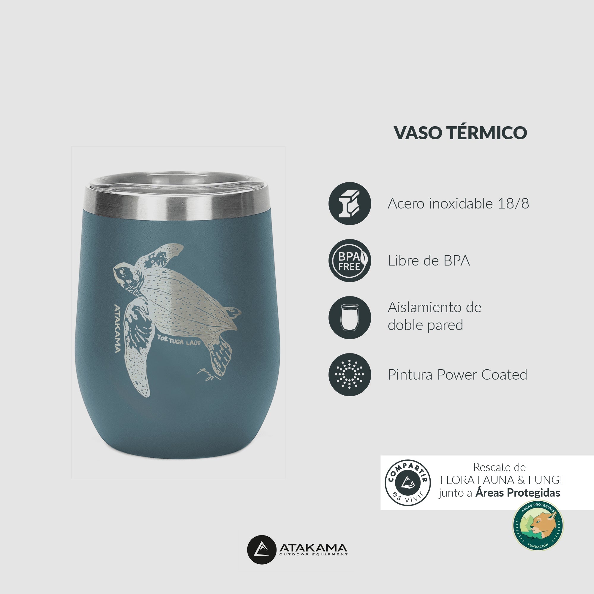 Vaso térmico Tortuga Laúd 350 ml Azul