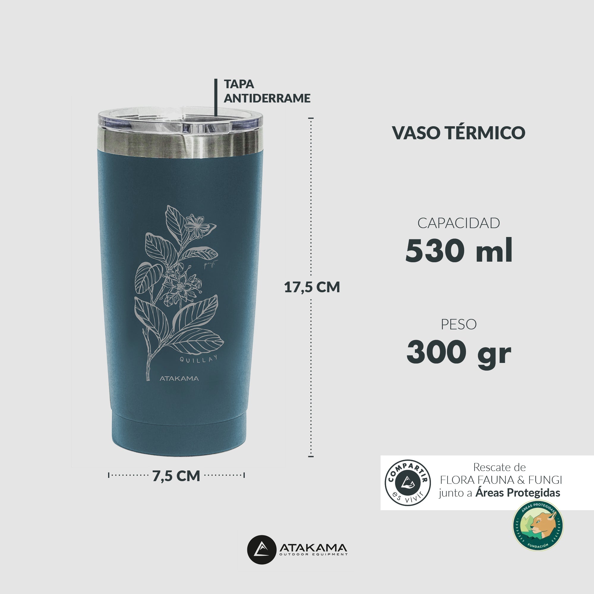 Vaso térmico Quillay 530 ml Azul