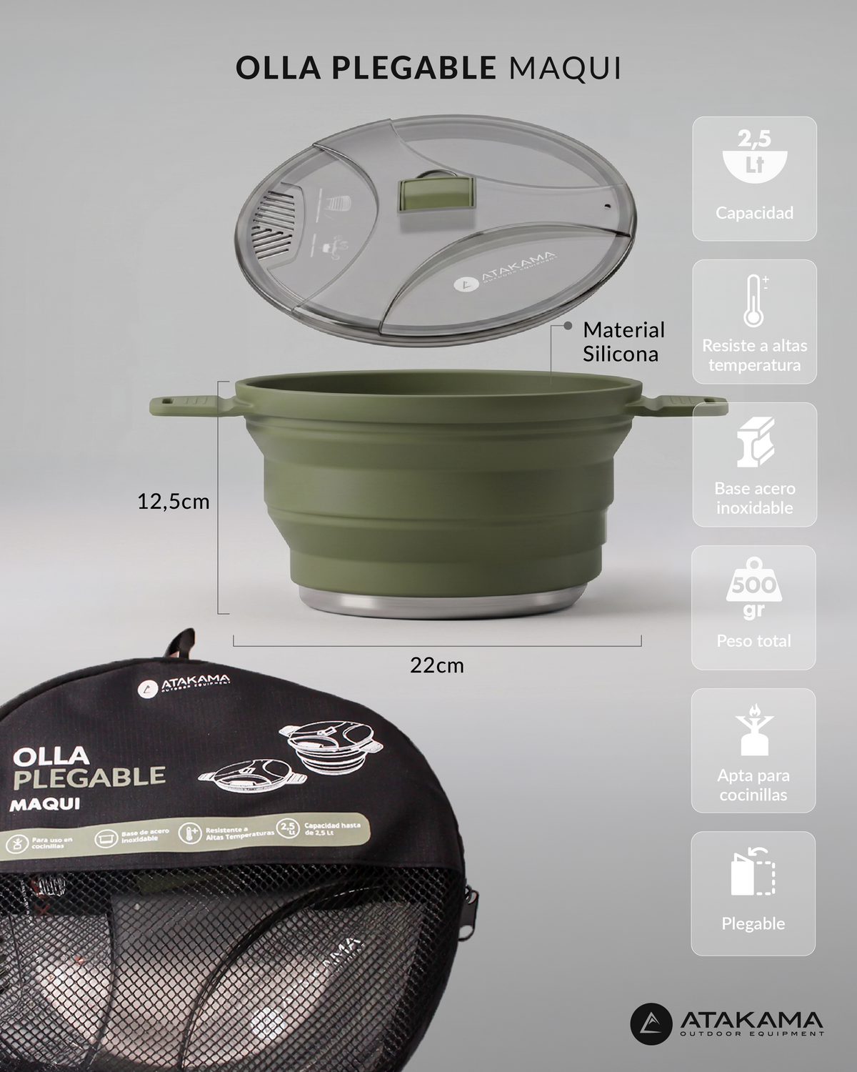 Olla plegable Maqui 2,5 lt