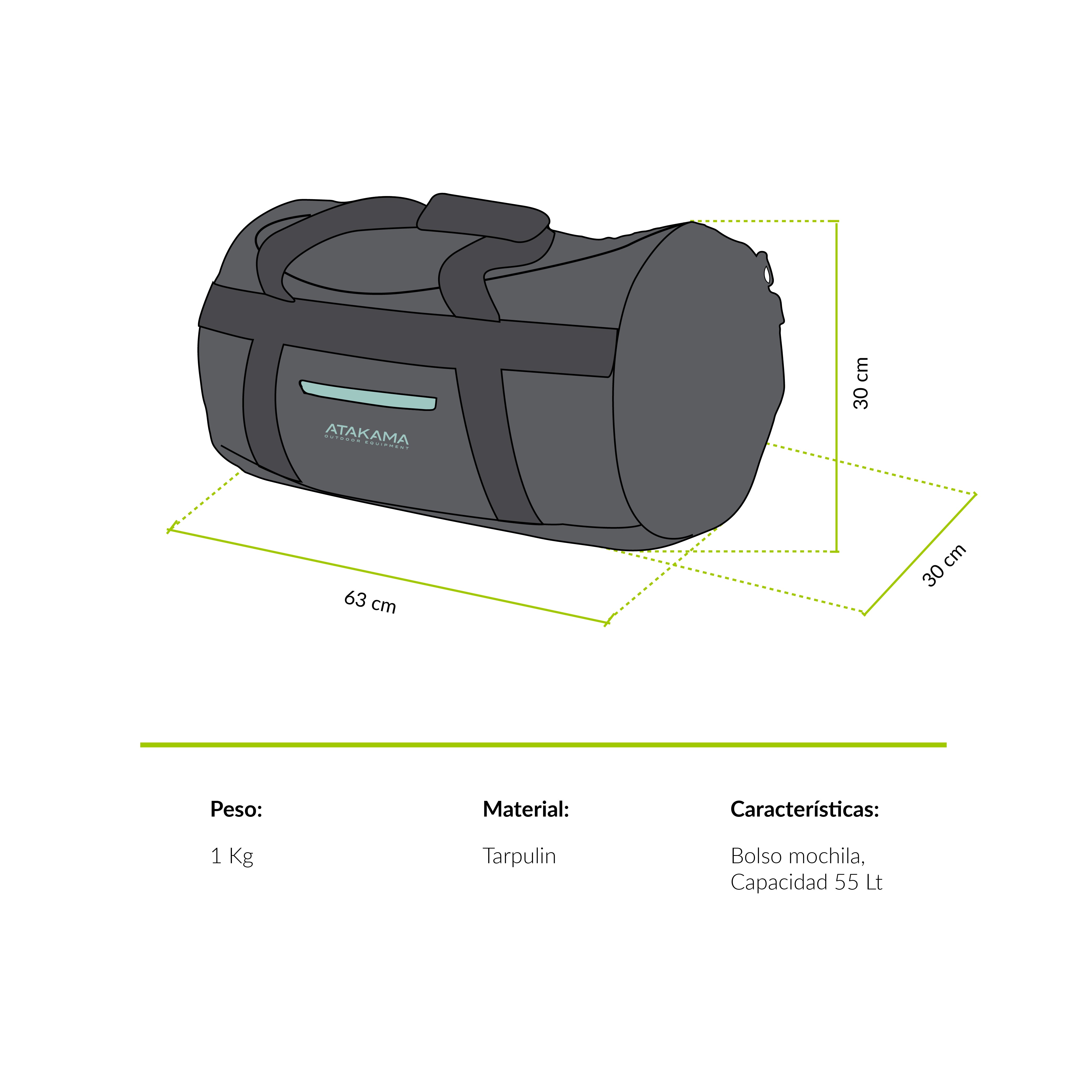 Bolso Duffle 55 lt Ruta 68