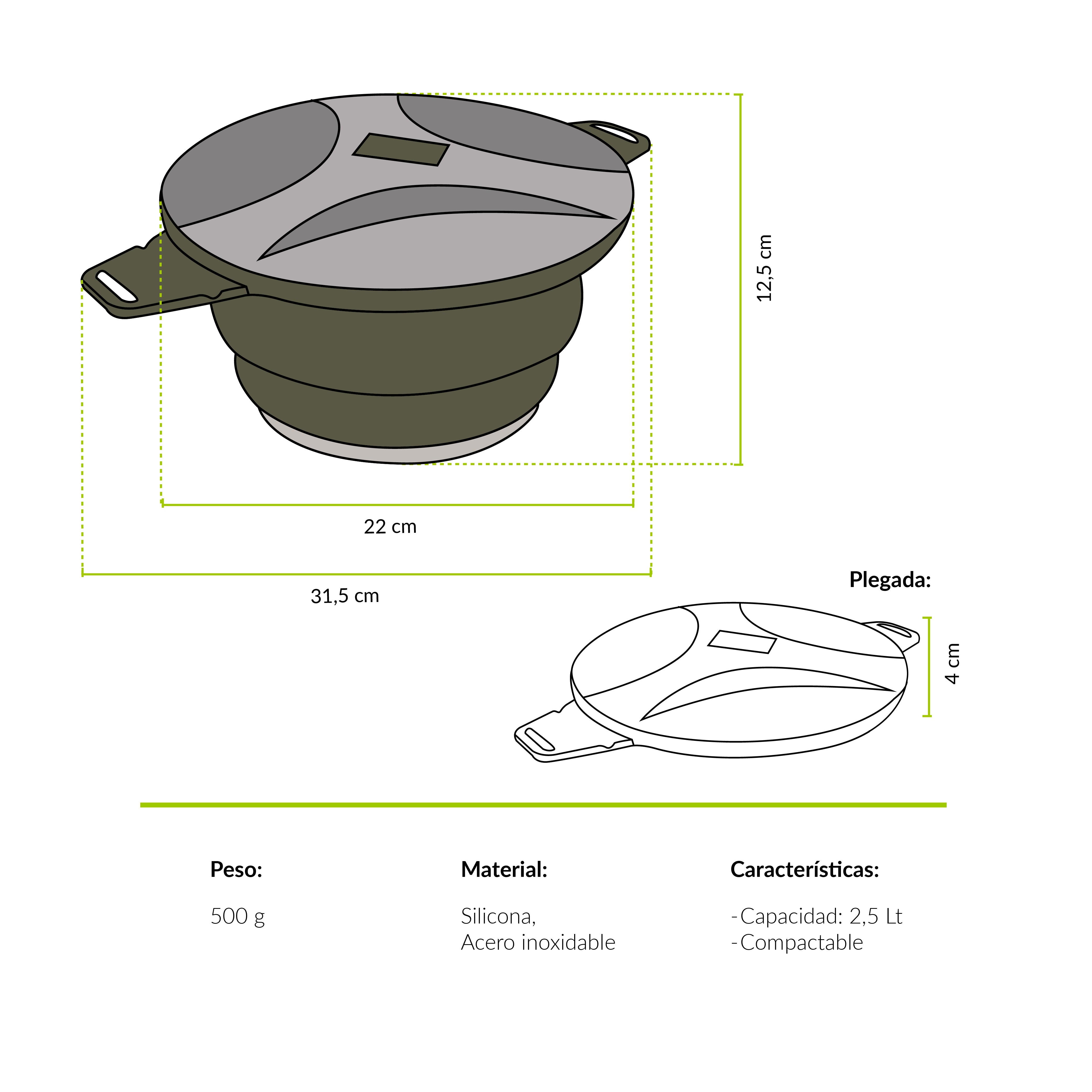 Olla plegable Maqui 2,5 lt
