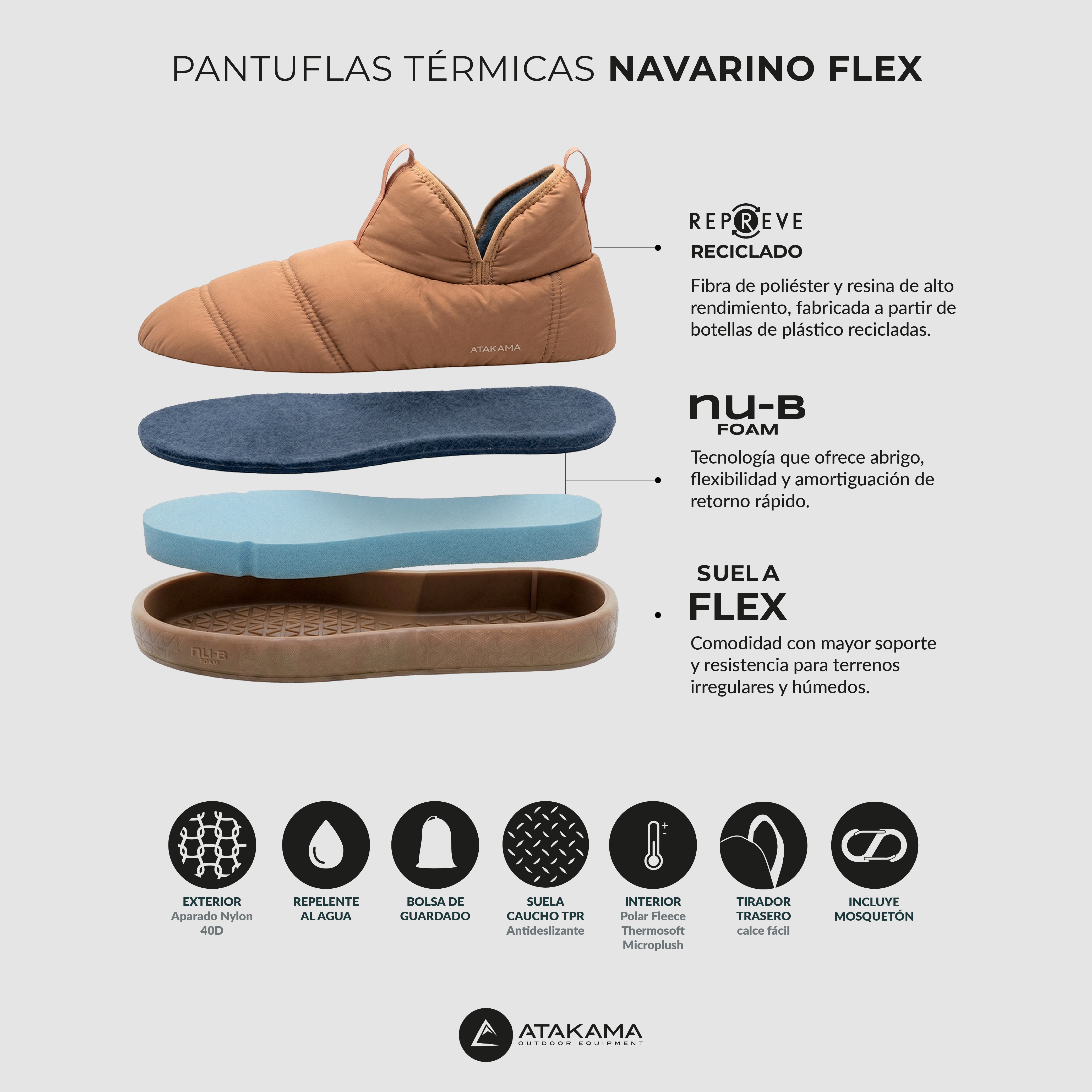 Pantufla térmica Navarino FLEX / NU-B Foam Burdeo