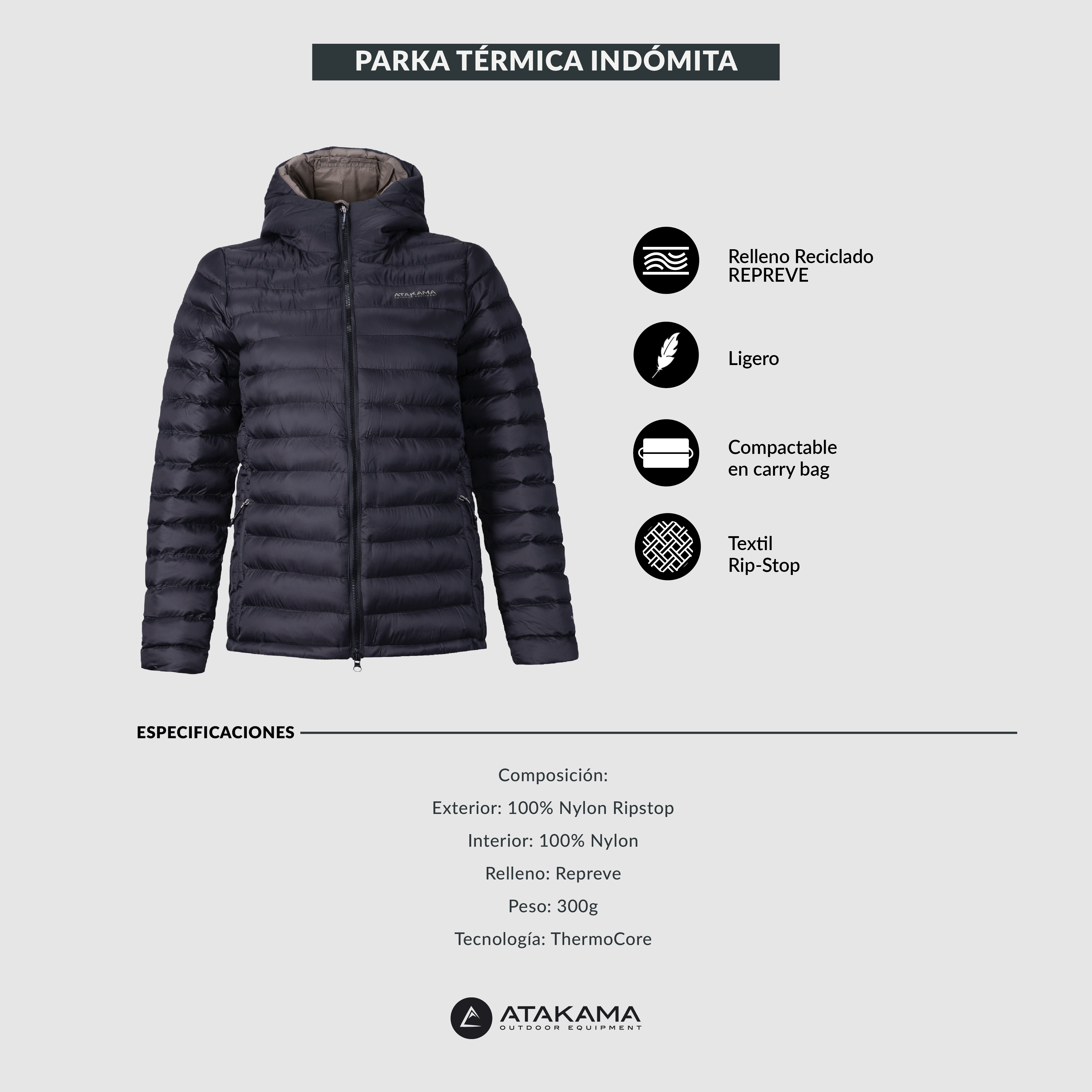 Parka Termica Indomita Mujer Negro