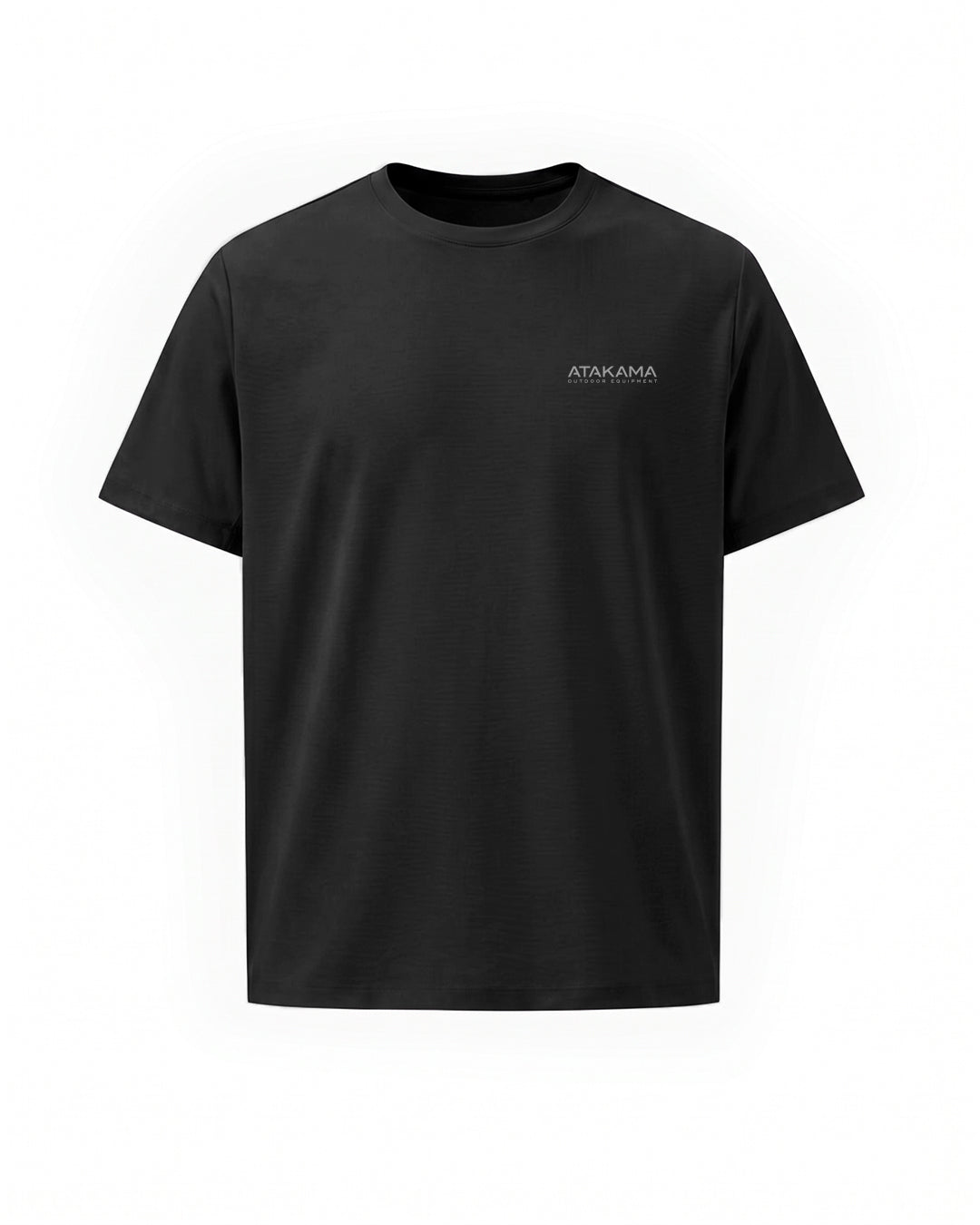 Polera Algodón Manga Corta Montañas Textura Negro