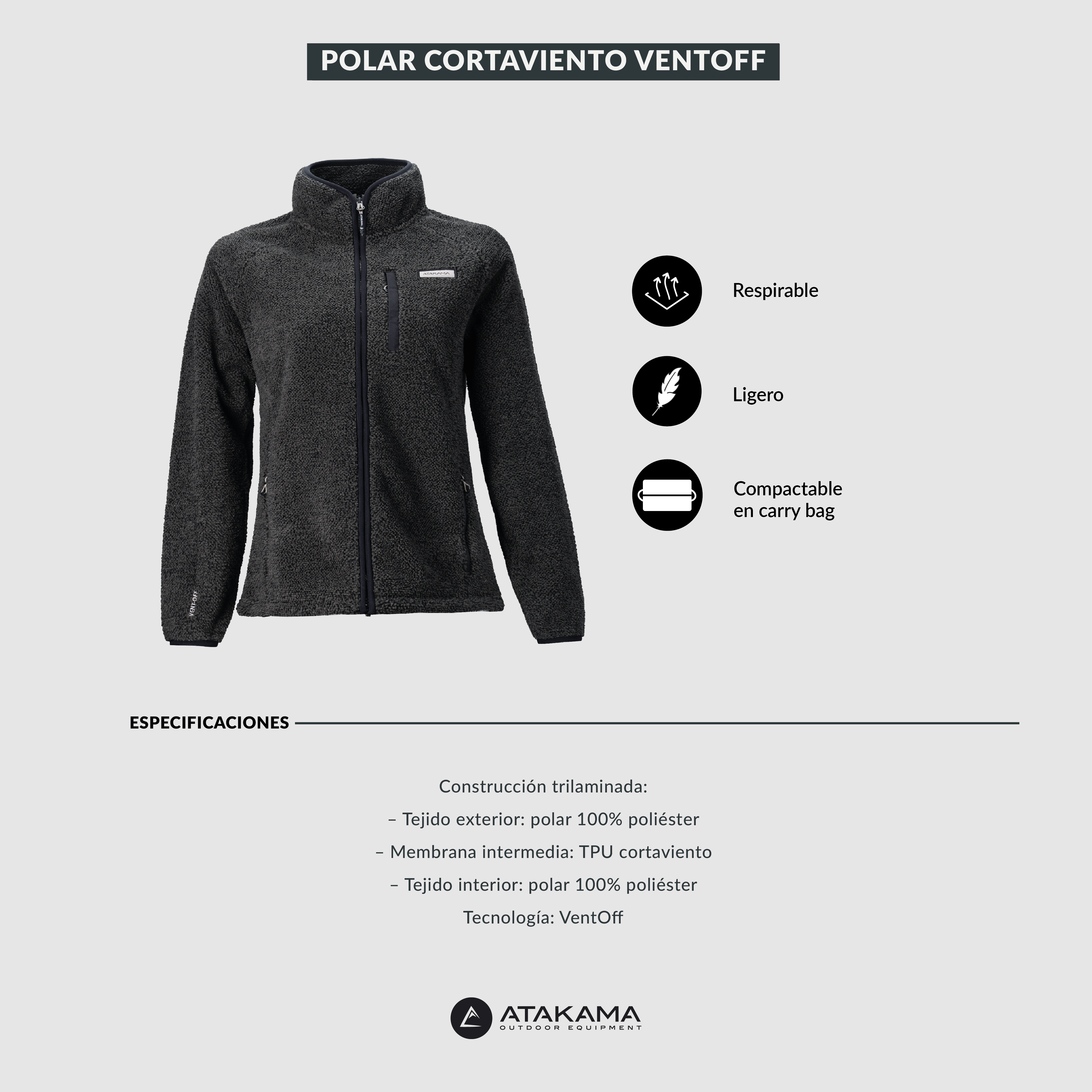 Polar Cortaviento Ventoff Mujer Negro
