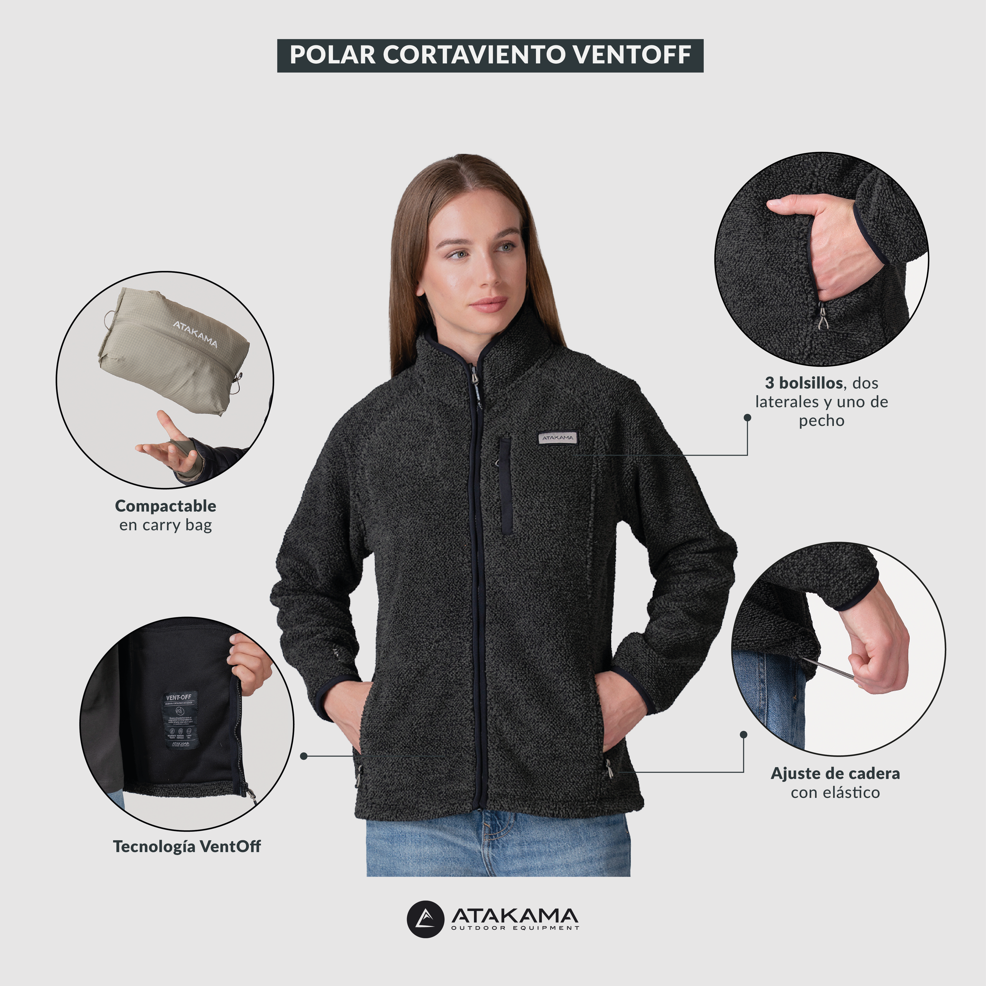 Polar Cortaviento Ventoff Mujer Negro