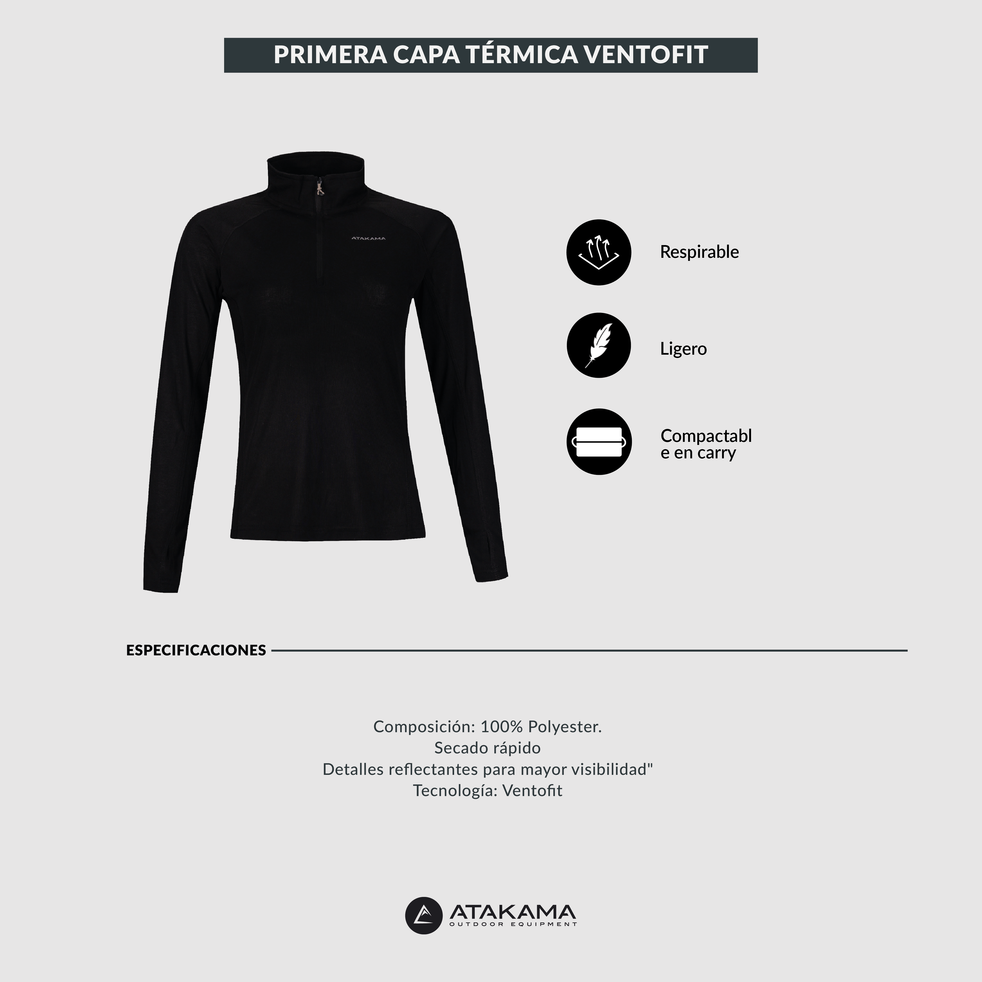 Primera capa térmica VentoFit mujer Negra