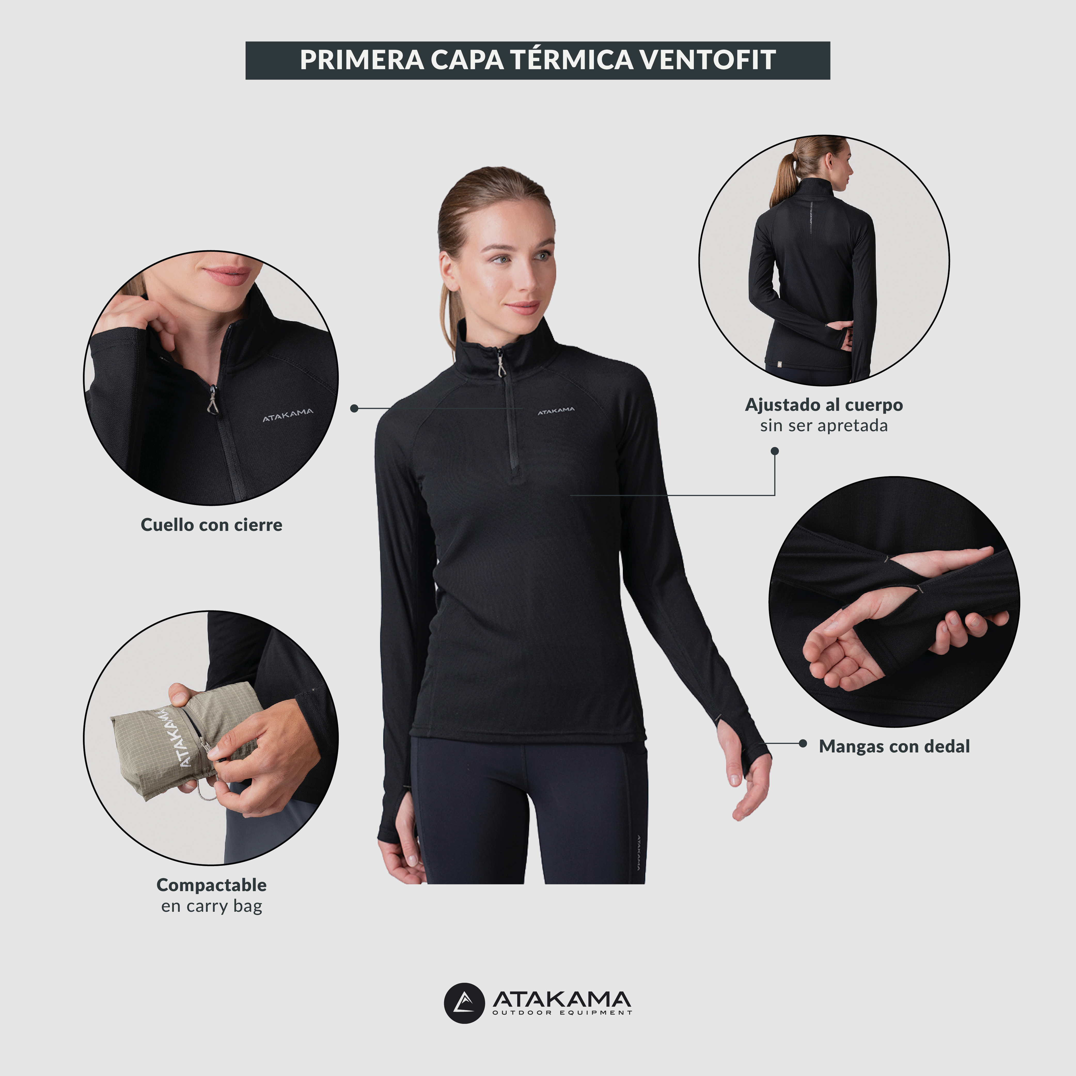 Primera capa térmica VentoFit mujer Negra
