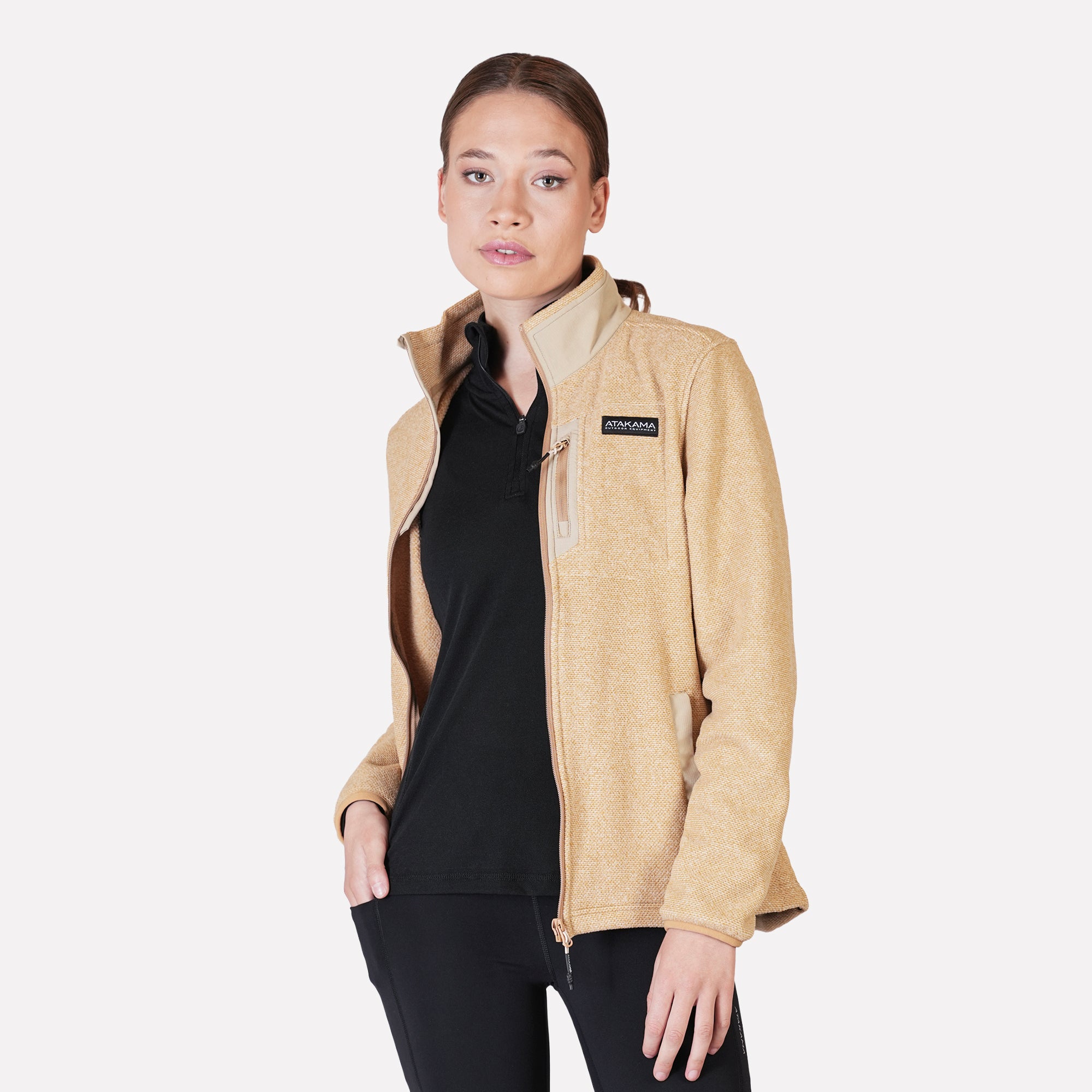 Polar Texturado Mujer Ventisquero Full Zip Beige