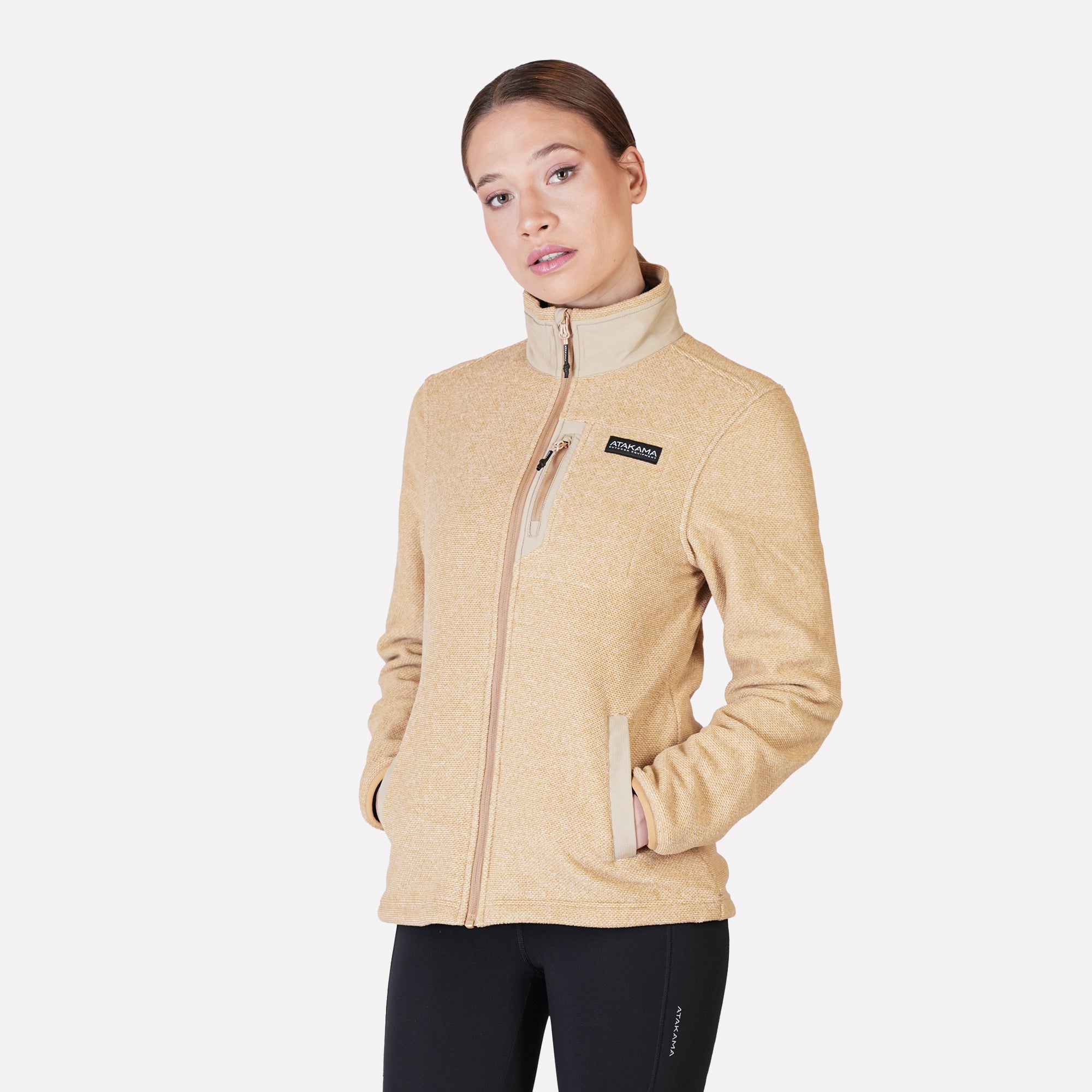 Polar Texturado Mujer Ventisquero Full Zip Beige