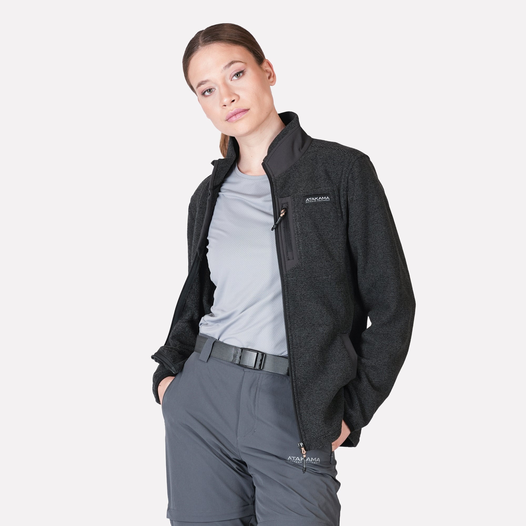 Polar Texturado Mujer Ventisquero Full Zip Gris