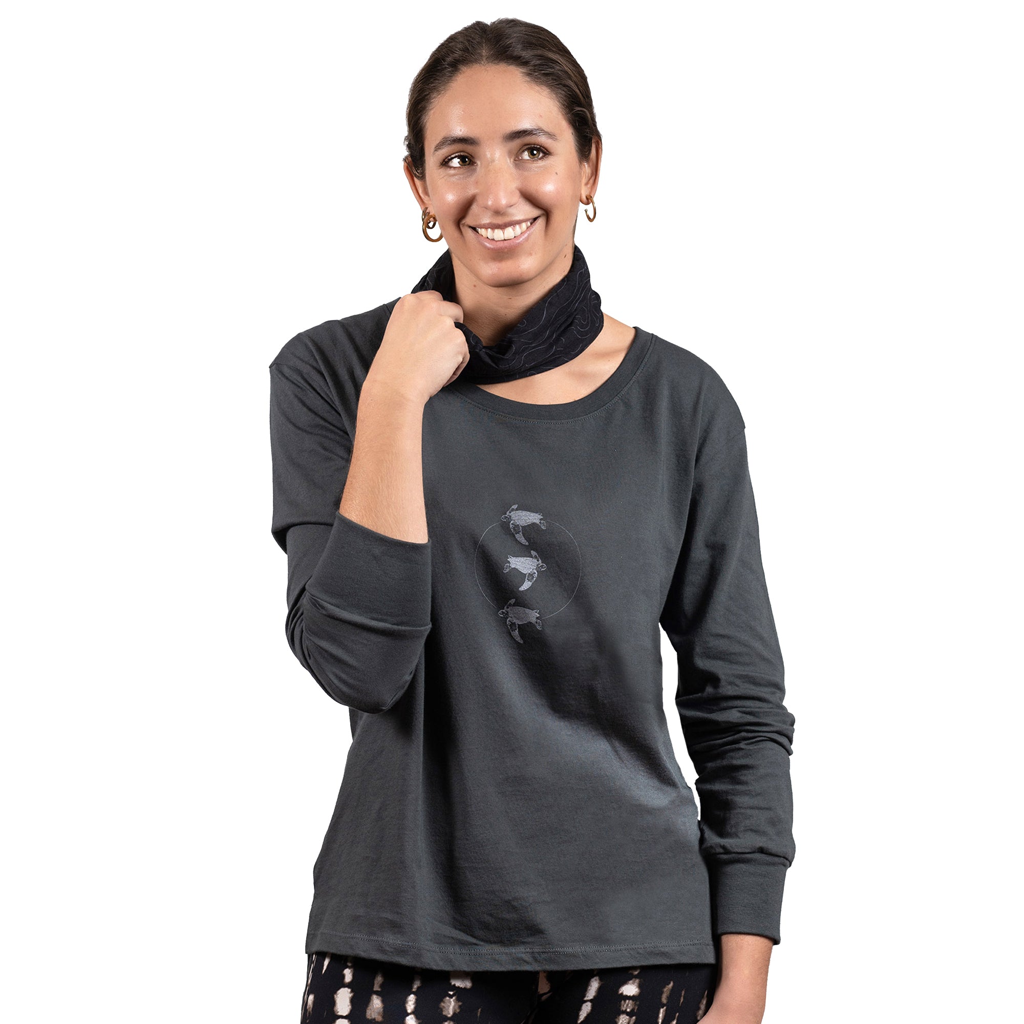 Polera mujer manga larga Tortuga Laúd Grafito