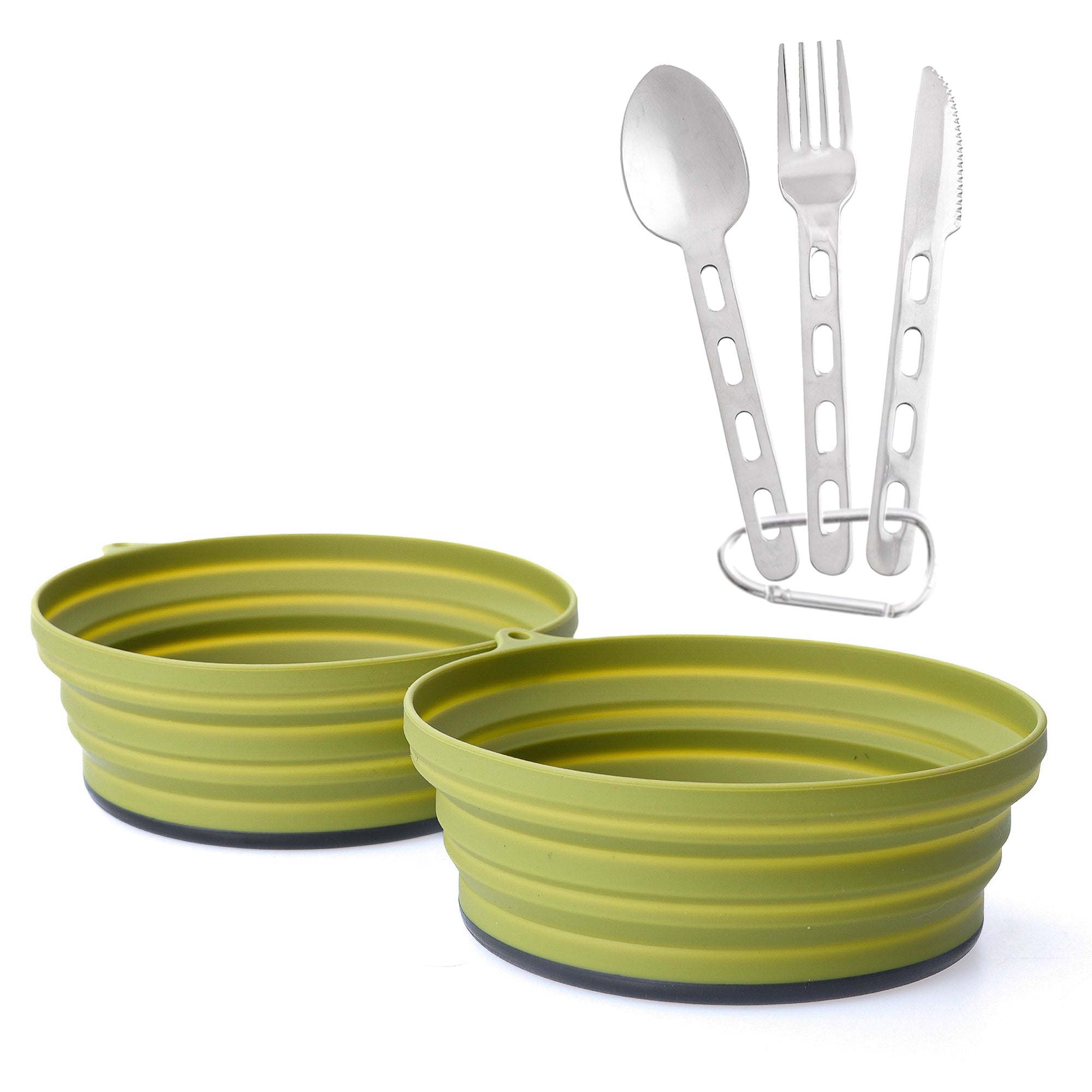 Set 2 Bowls compactables + Cubiertos Avellana