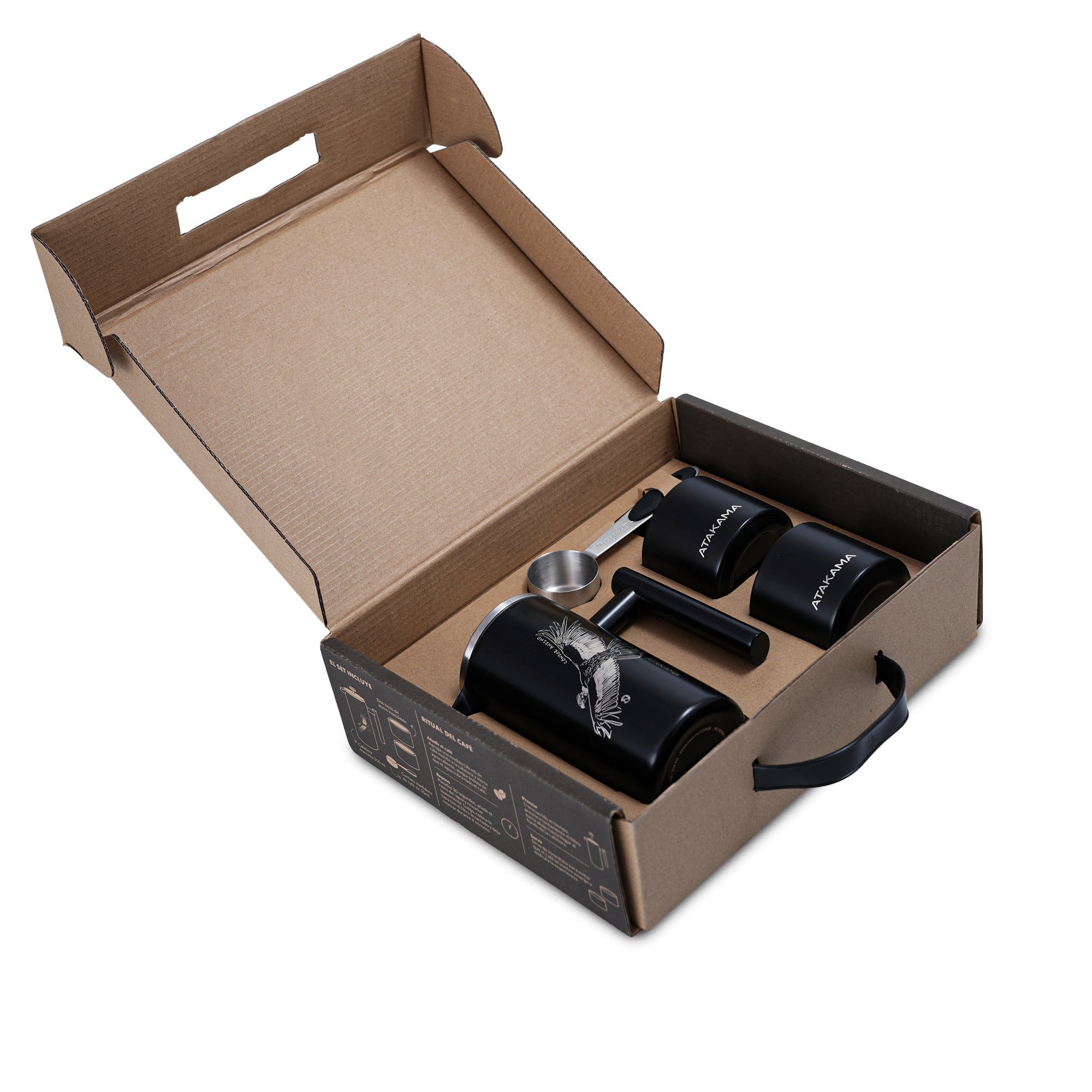 Set Cafetera + 2 vasos Térmicos Cóndor Andino Negro 350 ml