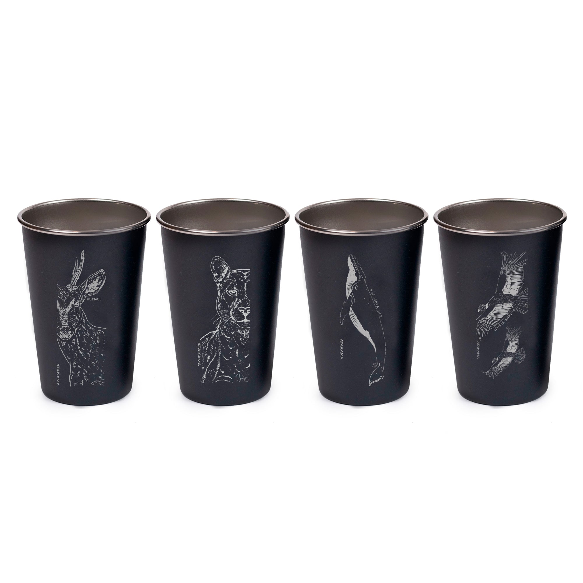 Set de 4 vasos fauna chilena 480 ml