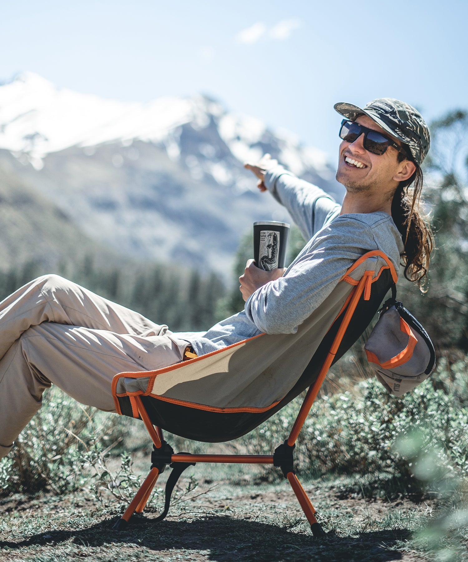 Silla plegable camping Láscar Gris/Beige
