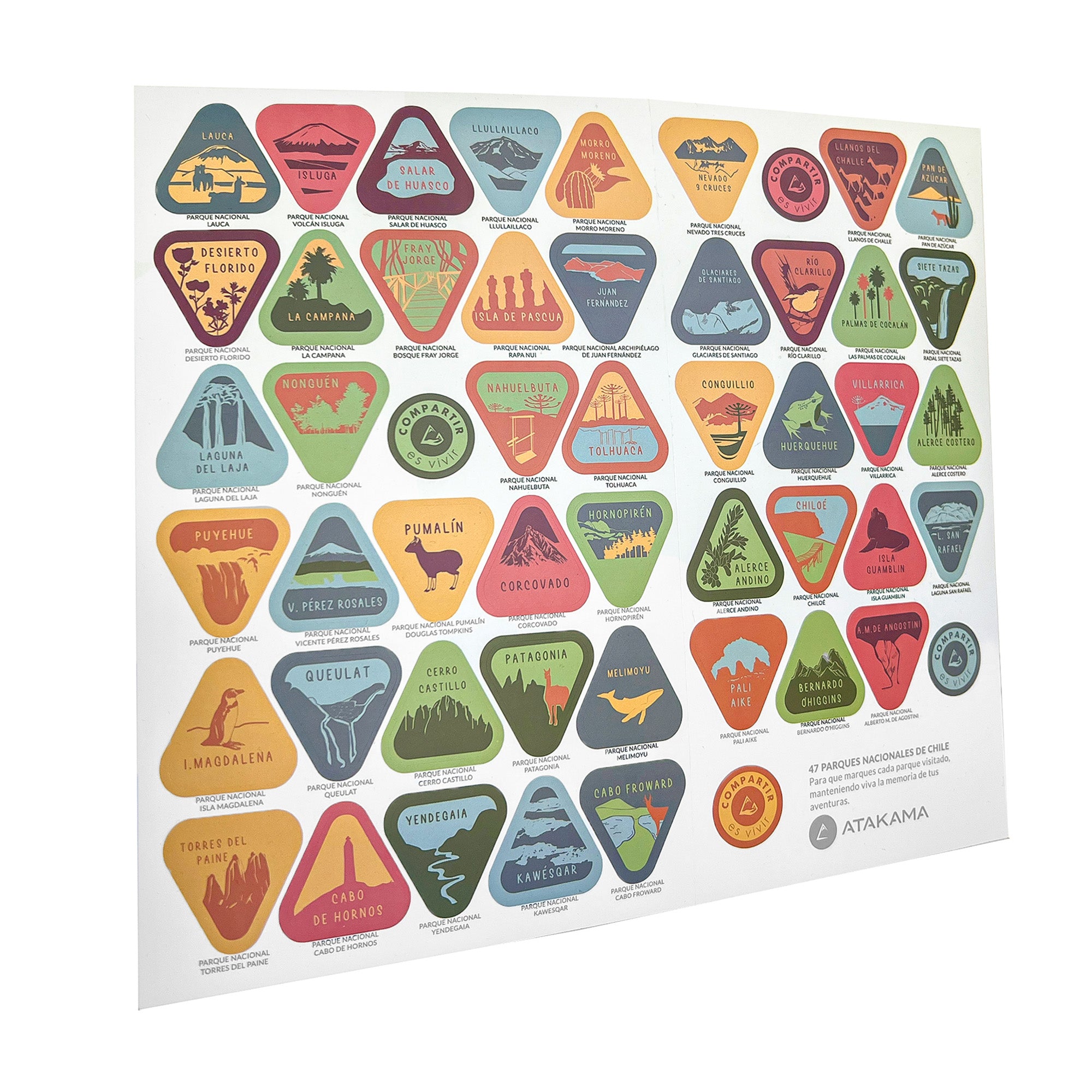 Botella termica 1 litro blanca stickers parques nacionales coleccionables tapa Atakama Outdoor mantiene calor frio