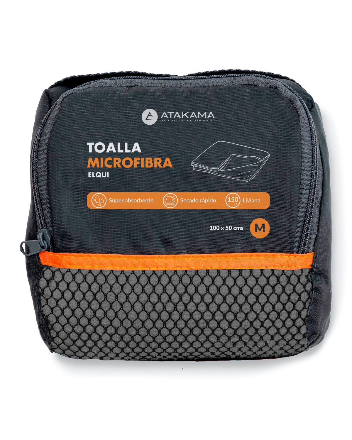 Toalla microfibra Elqui M Gris - Atakama Outdoor