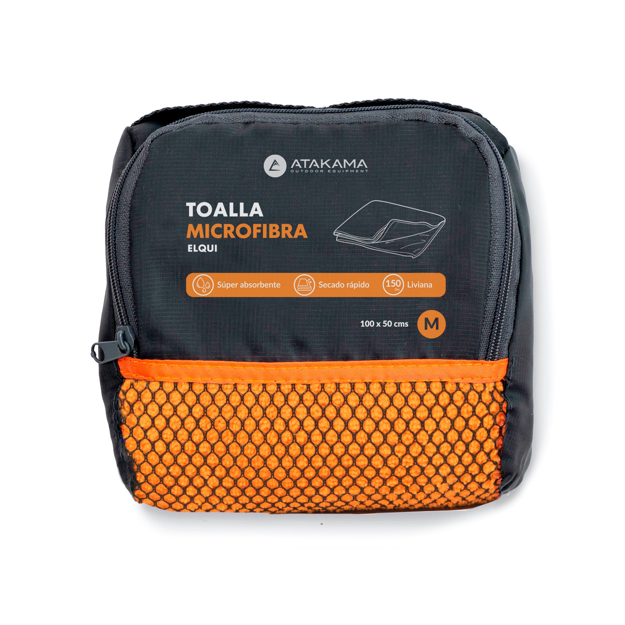 Toalla microfibra Elqui M Naranja