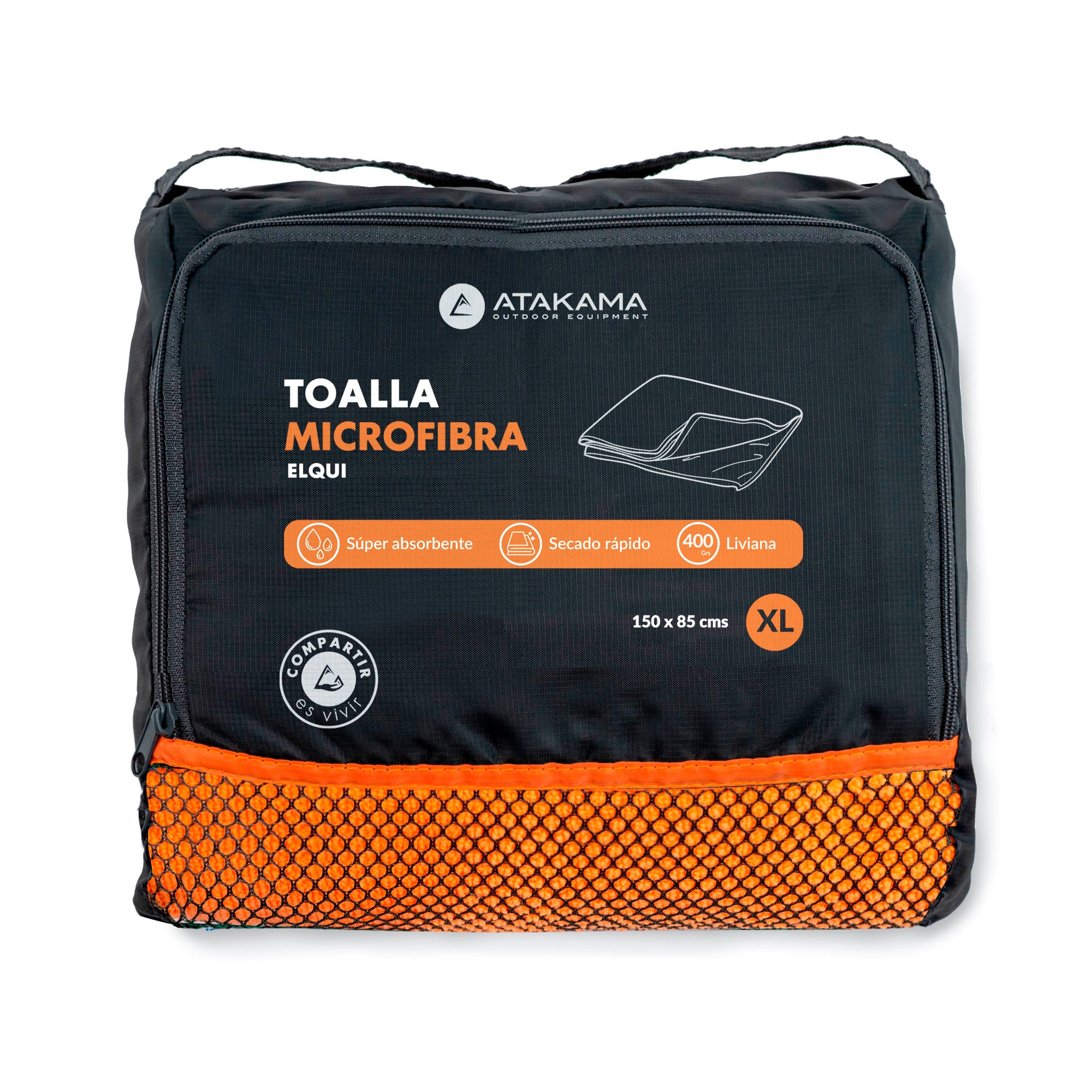 Toalla microfibra Elqui XL Naranjo