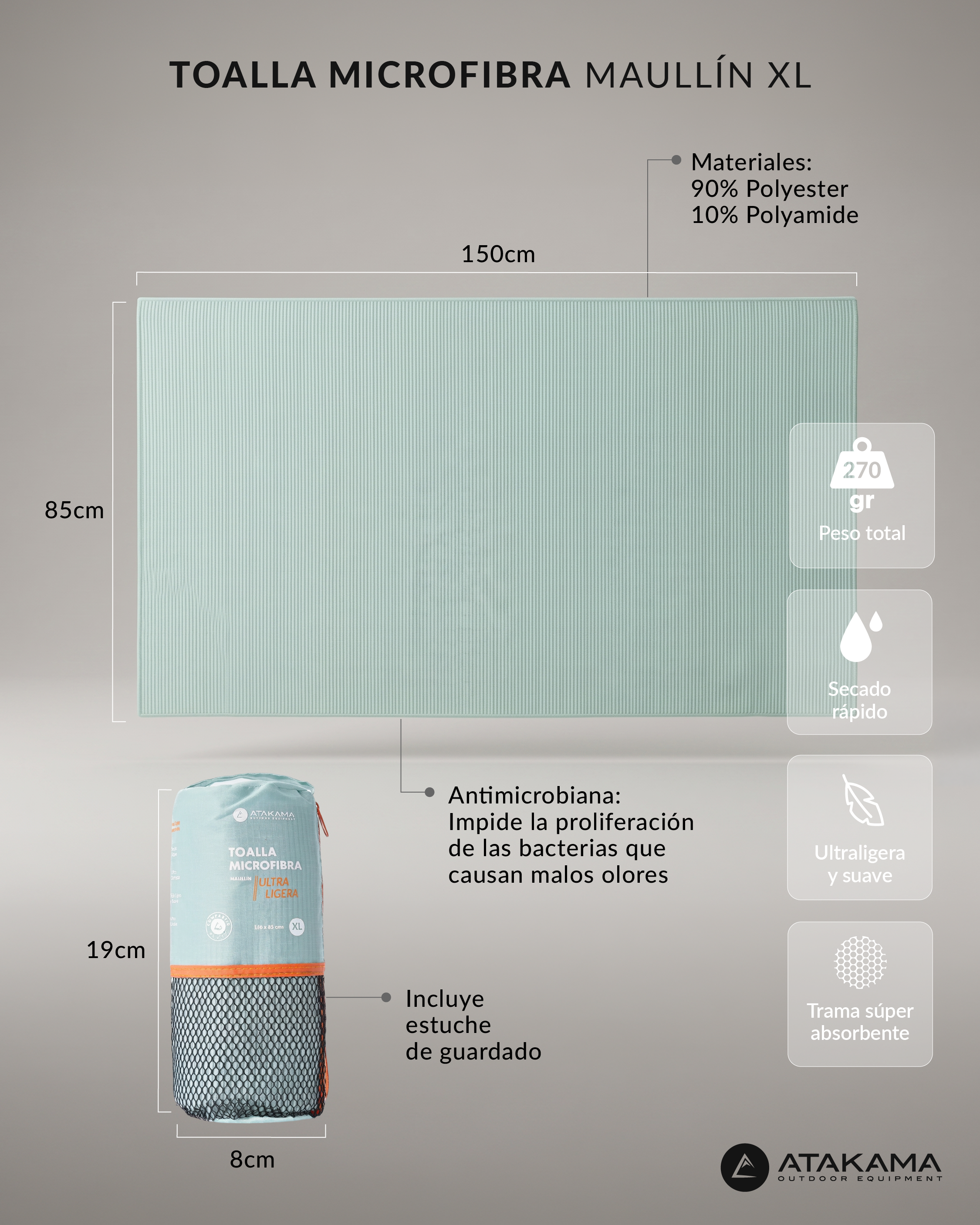 Toalla Microfibra Ultraligera Maullín XL