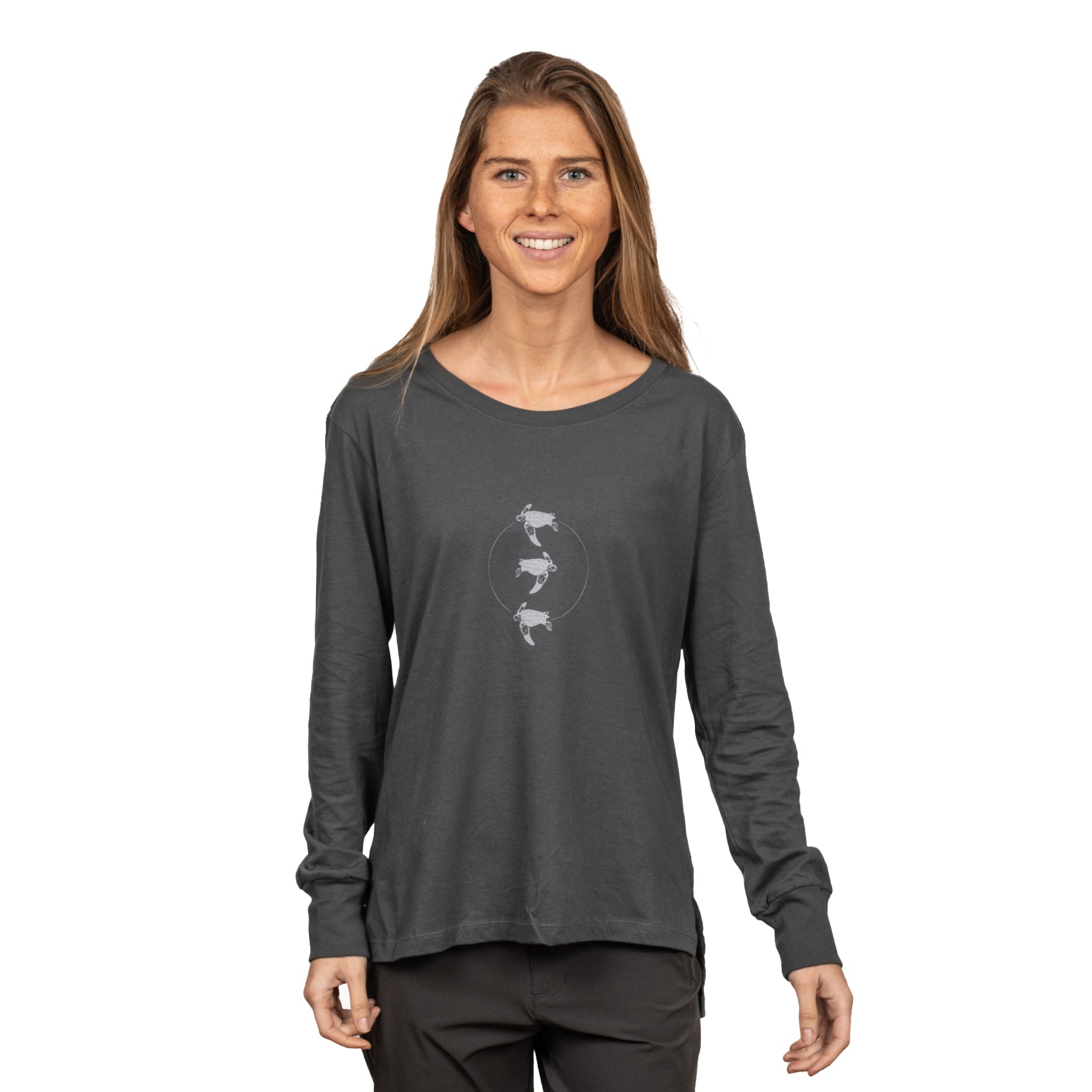 Polera mujer manga larga Tortuga Laúd Grafito