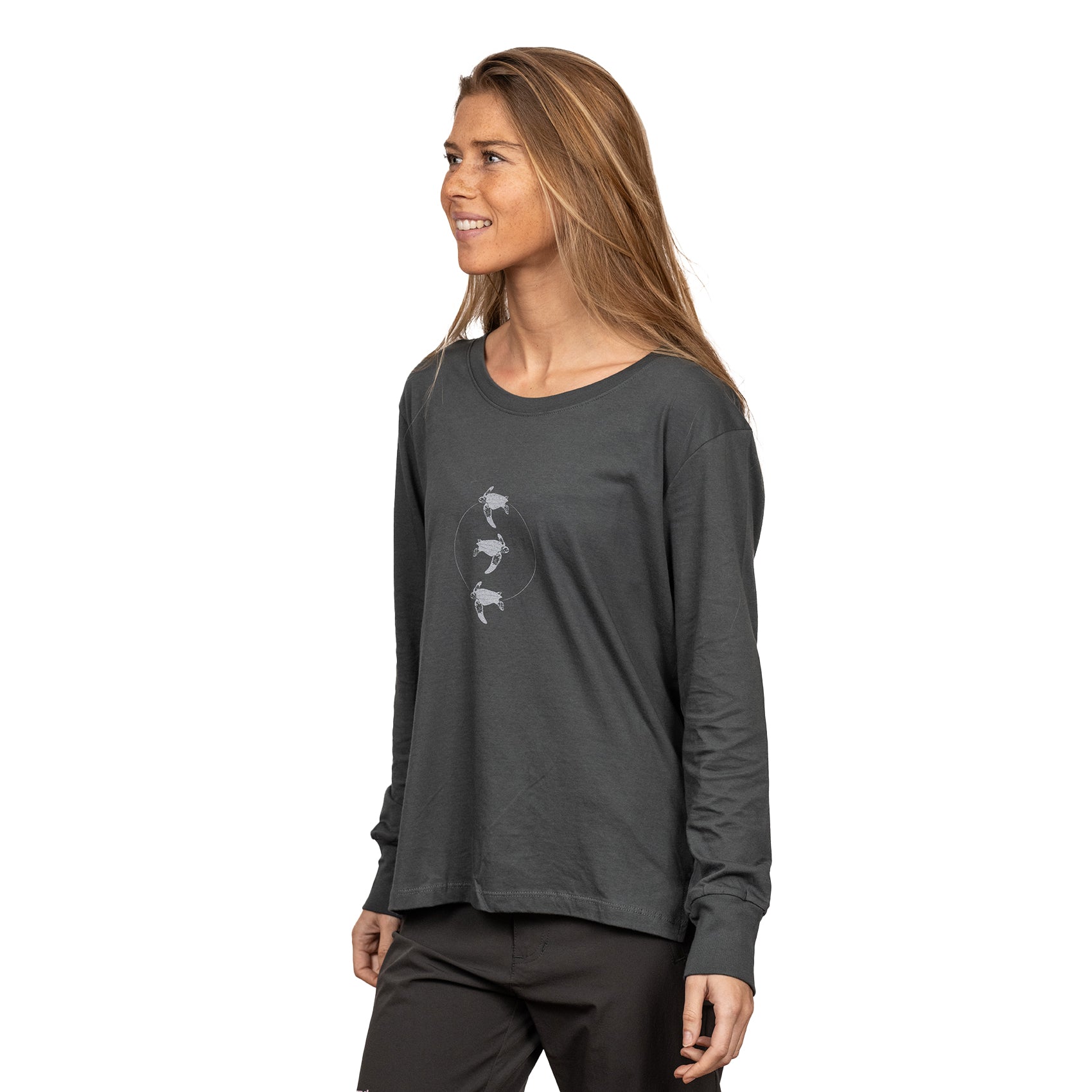 Polera mujer manga larga Tortuga Laúd Grafito