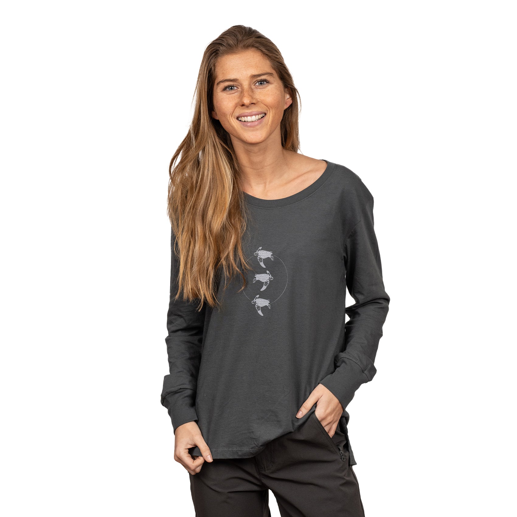 Polera mujer manga larga Tortuga Laúd Grafito