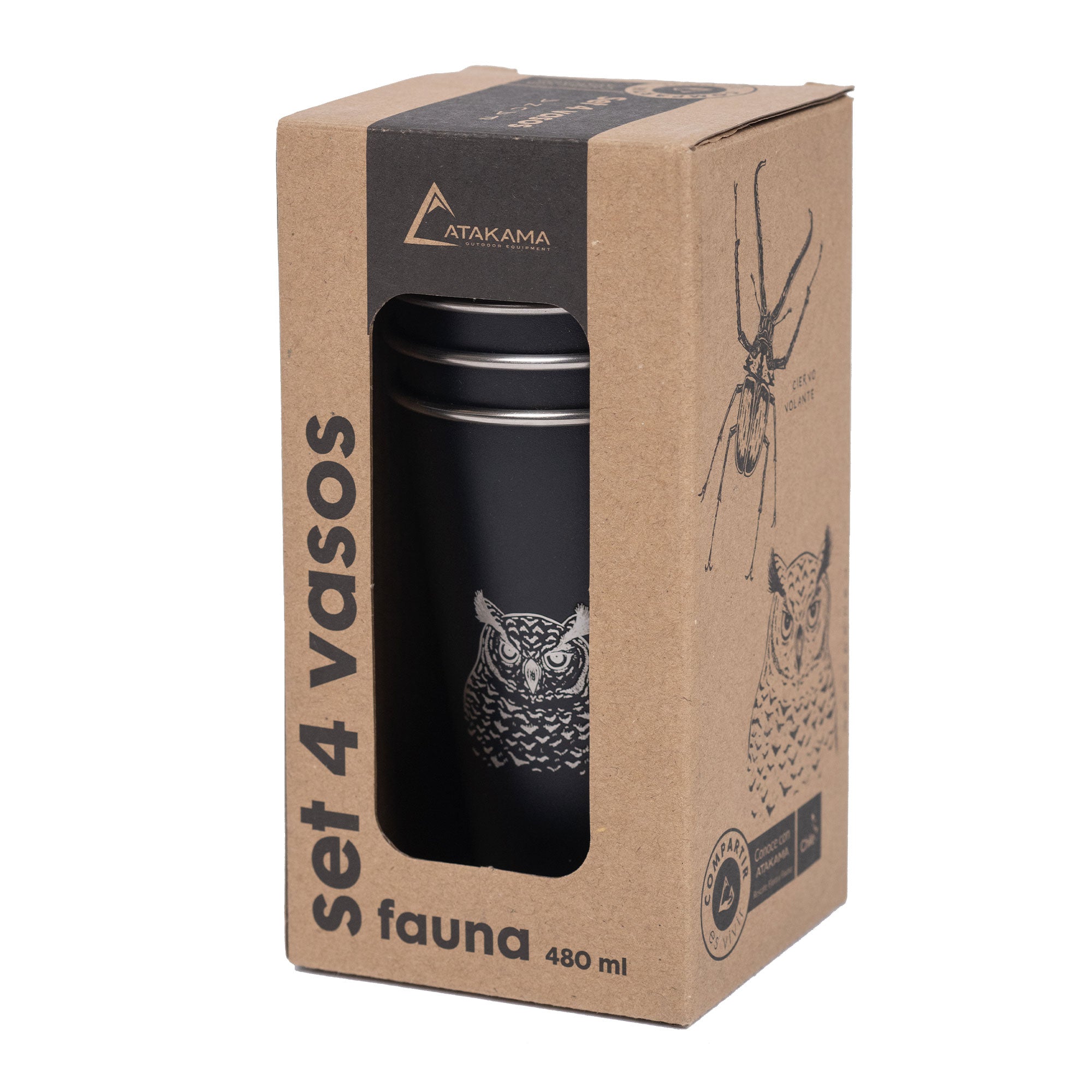 Set de 4 vasos fauna chilena 480 ml