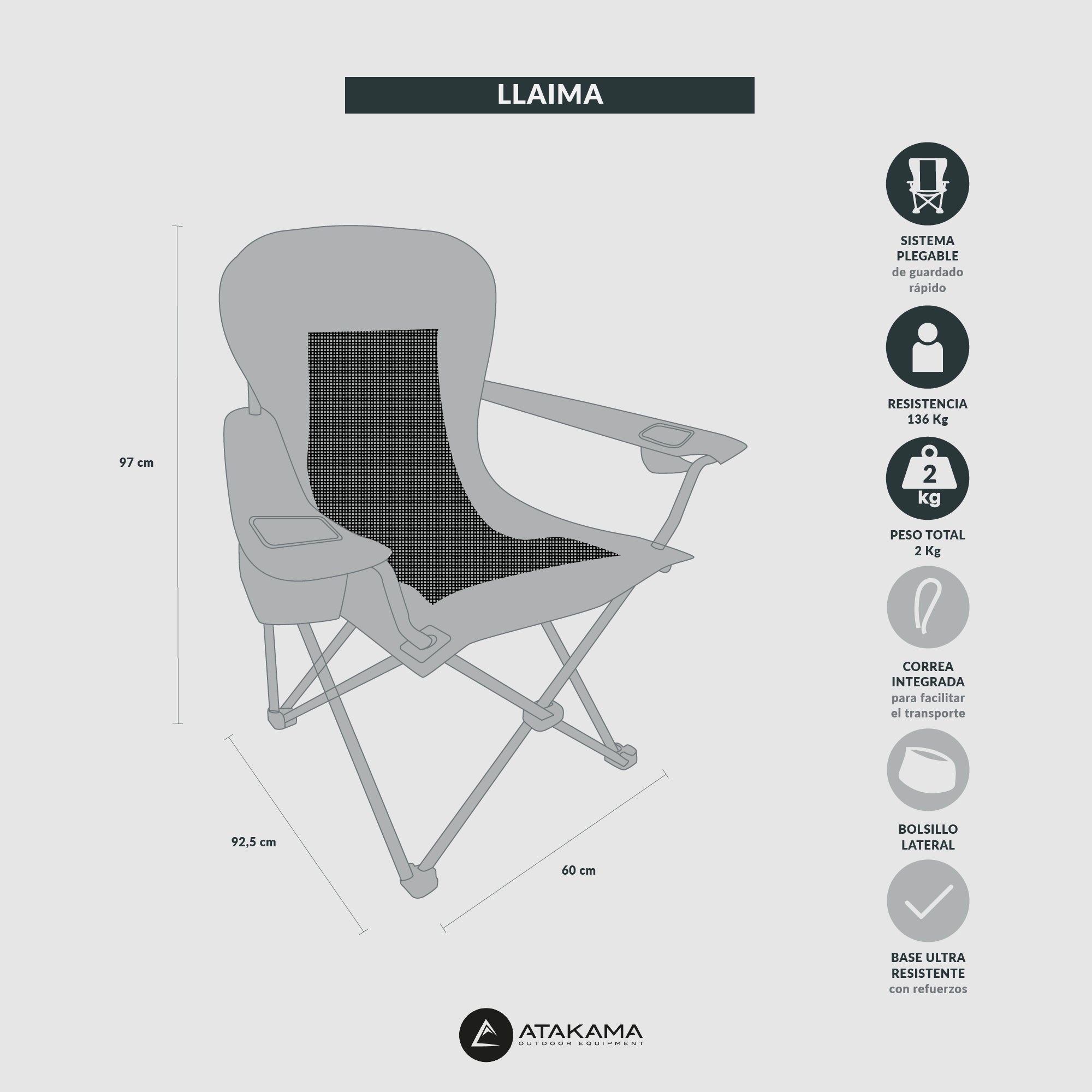 Silla de camping Llaima XL Gris/Naranjo