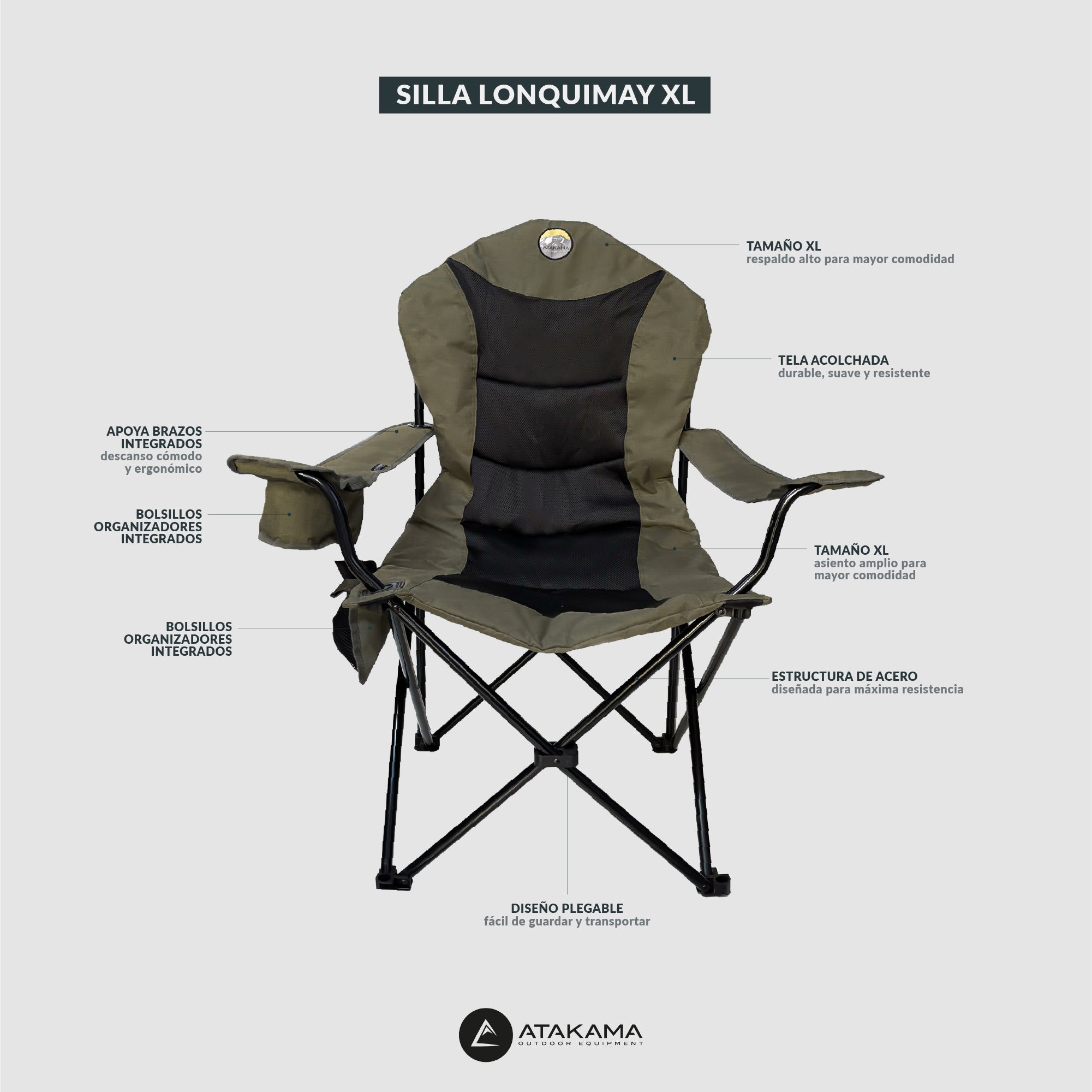 Silla Plegable Acolchada para Camping Lonquimay XL