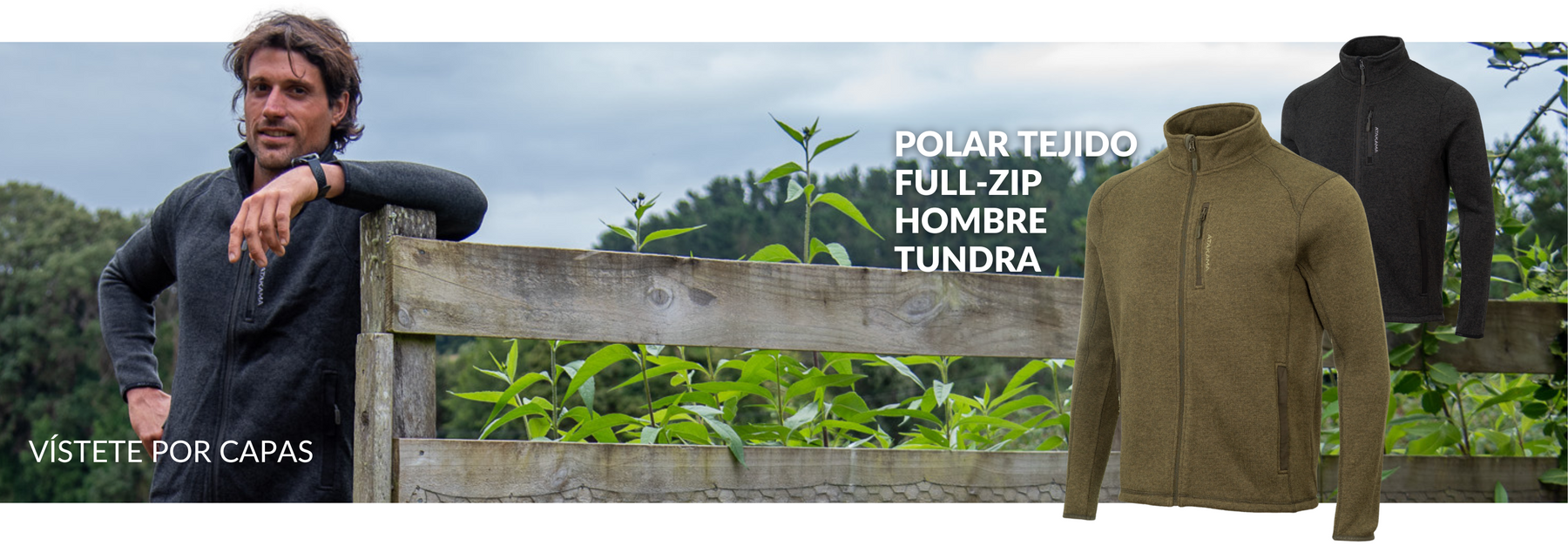 Polar tejido Full-Zip Hombre Tundra jaspeado