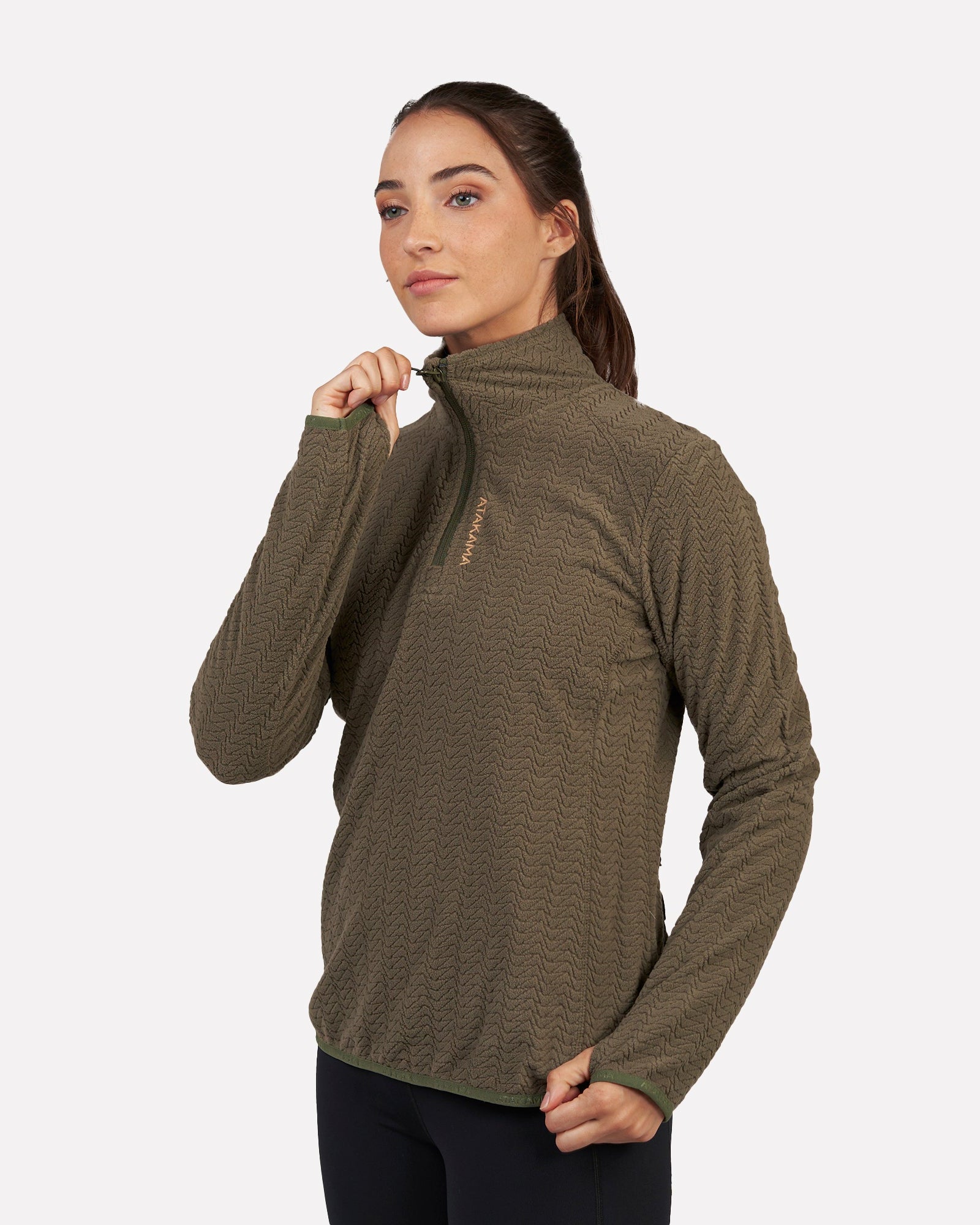 Polar Fleece Ultraligero 1/4-Zip Mujer Volca Verde - Atakama Outdoor