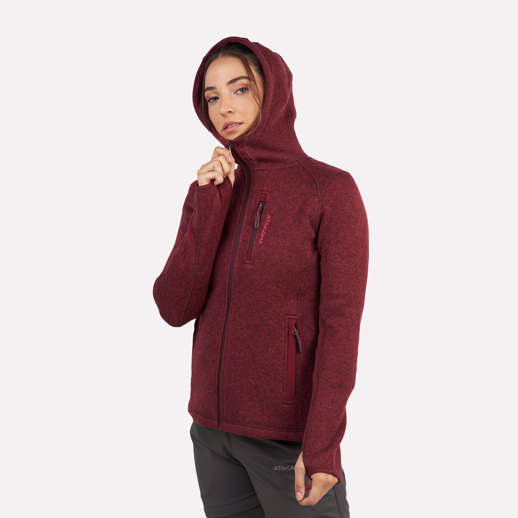 Polar tejido hoddie Full-Zip mujer Tundra jaspeado