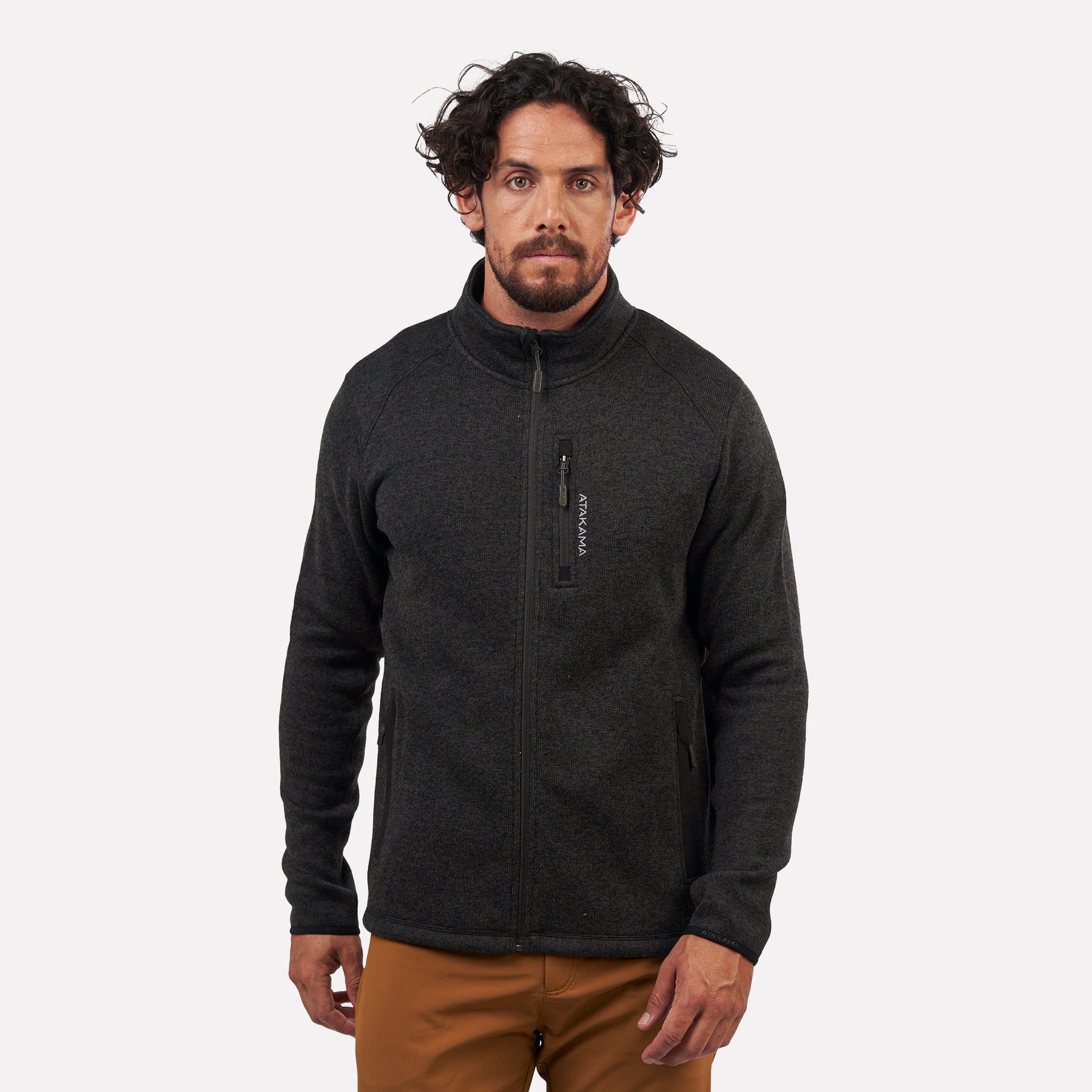 Polar tejido Full-Zip Hombre Tundra jaspeado