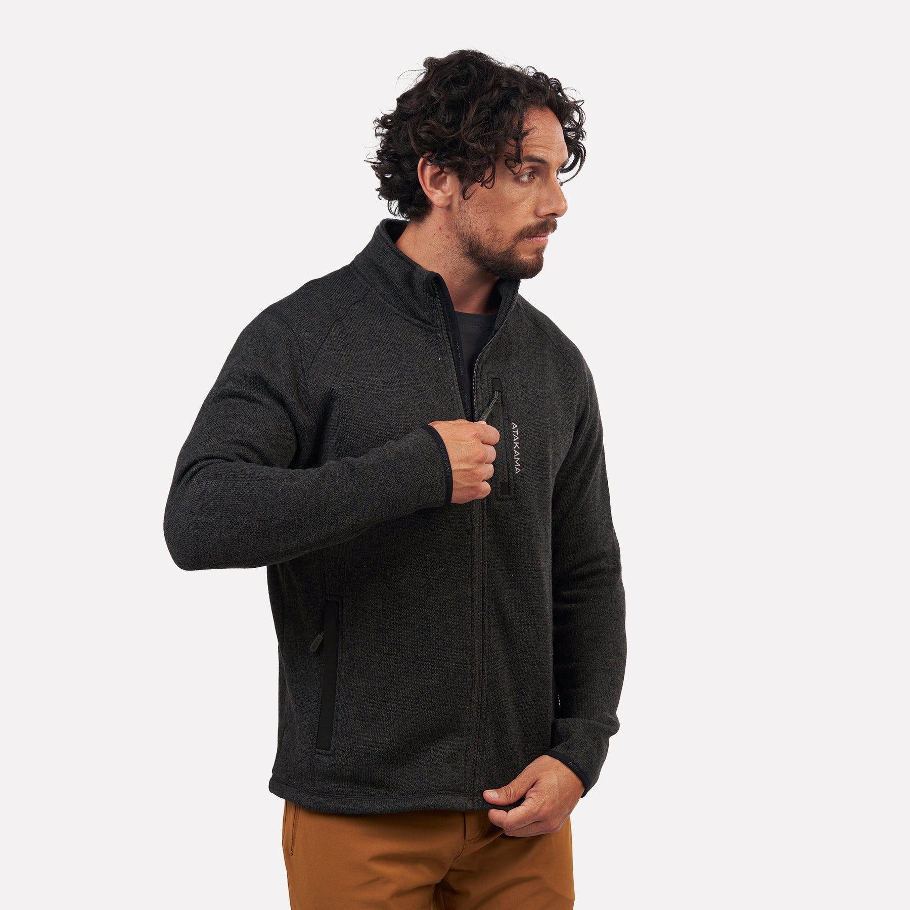 Polar tejido Full-Zip Hombre Tundra jaspeado