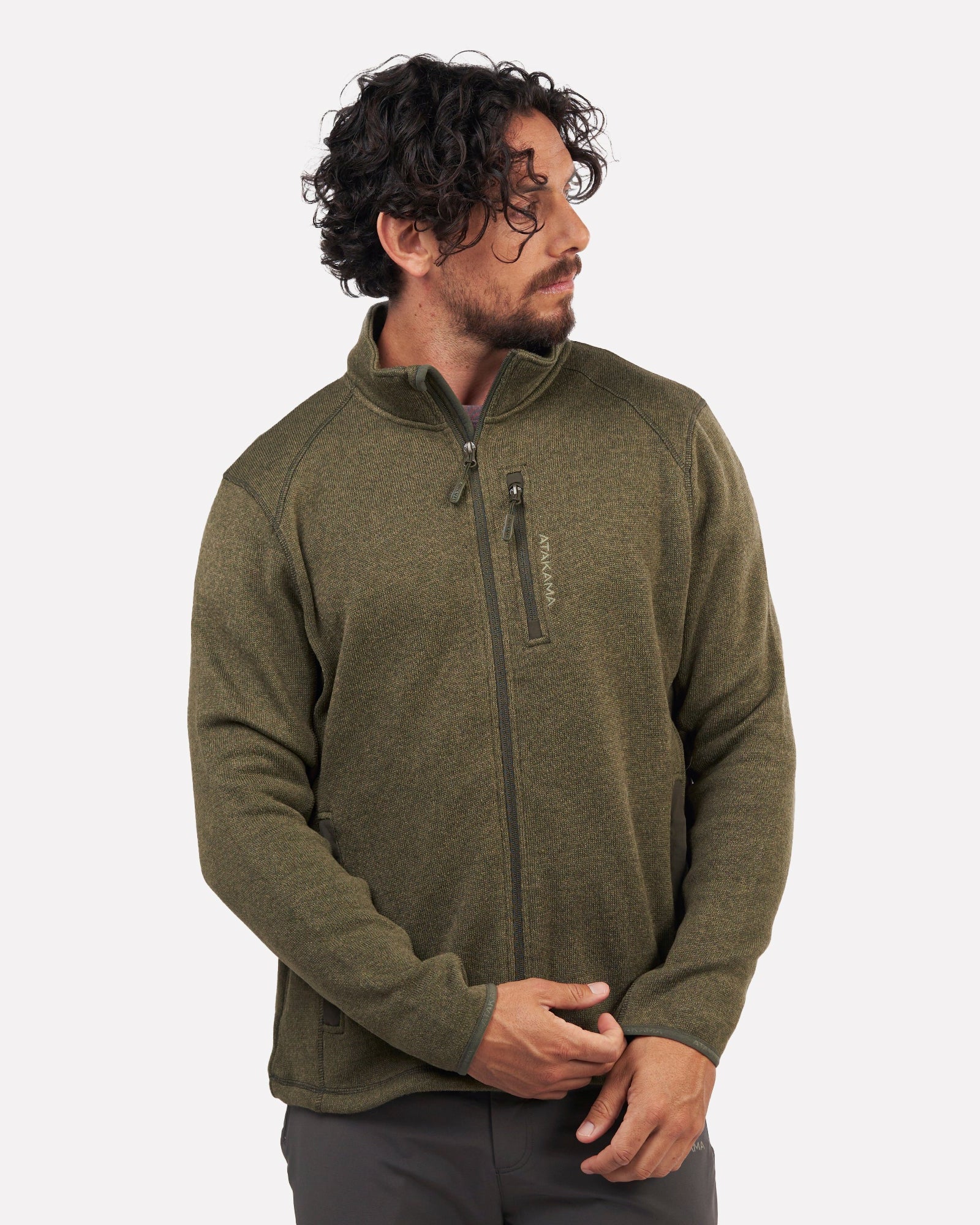 Polar Tejido Full-Zip Hombre Tundra Jaspeado Verde