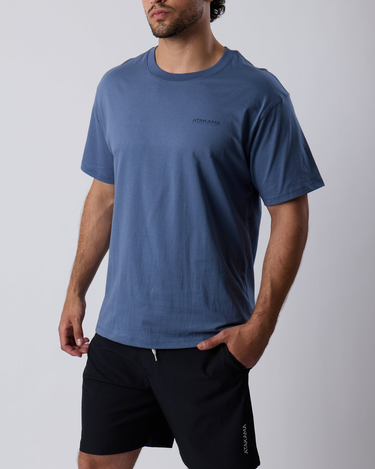Polera Algodón Manga Corta Atakama Azul