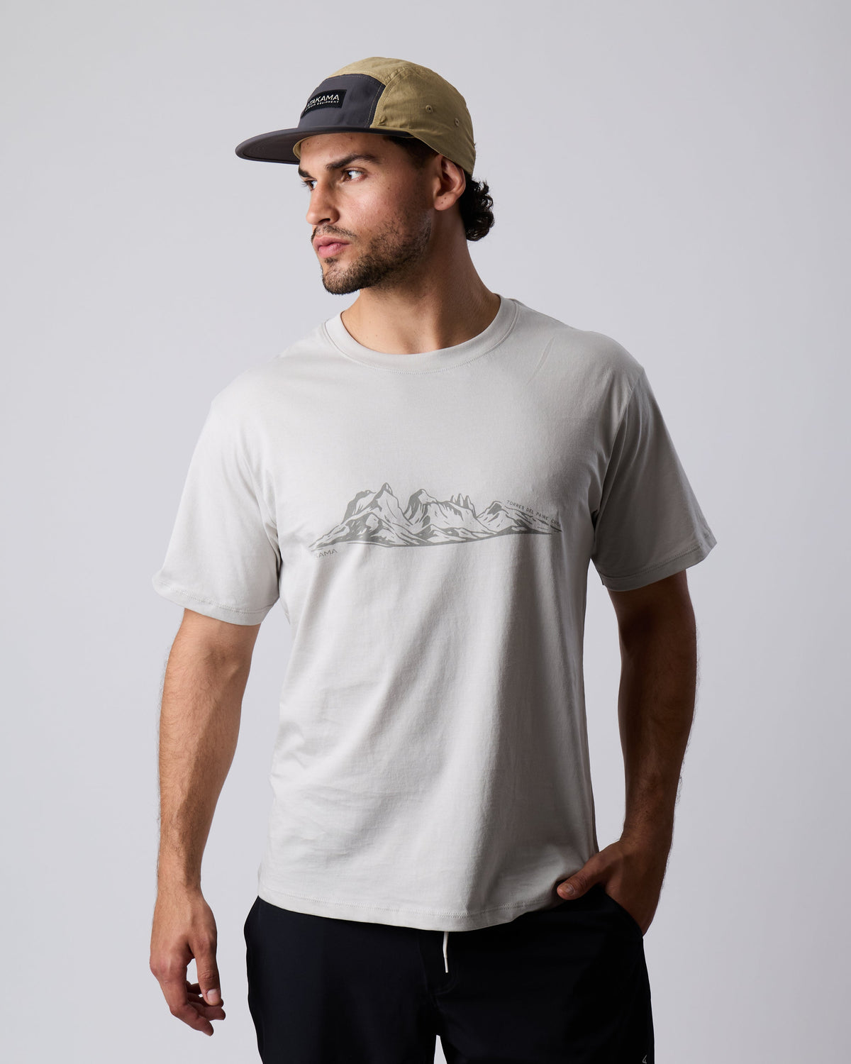Polera Algodón Manga Corta Torres del Paine Perfil Blanco