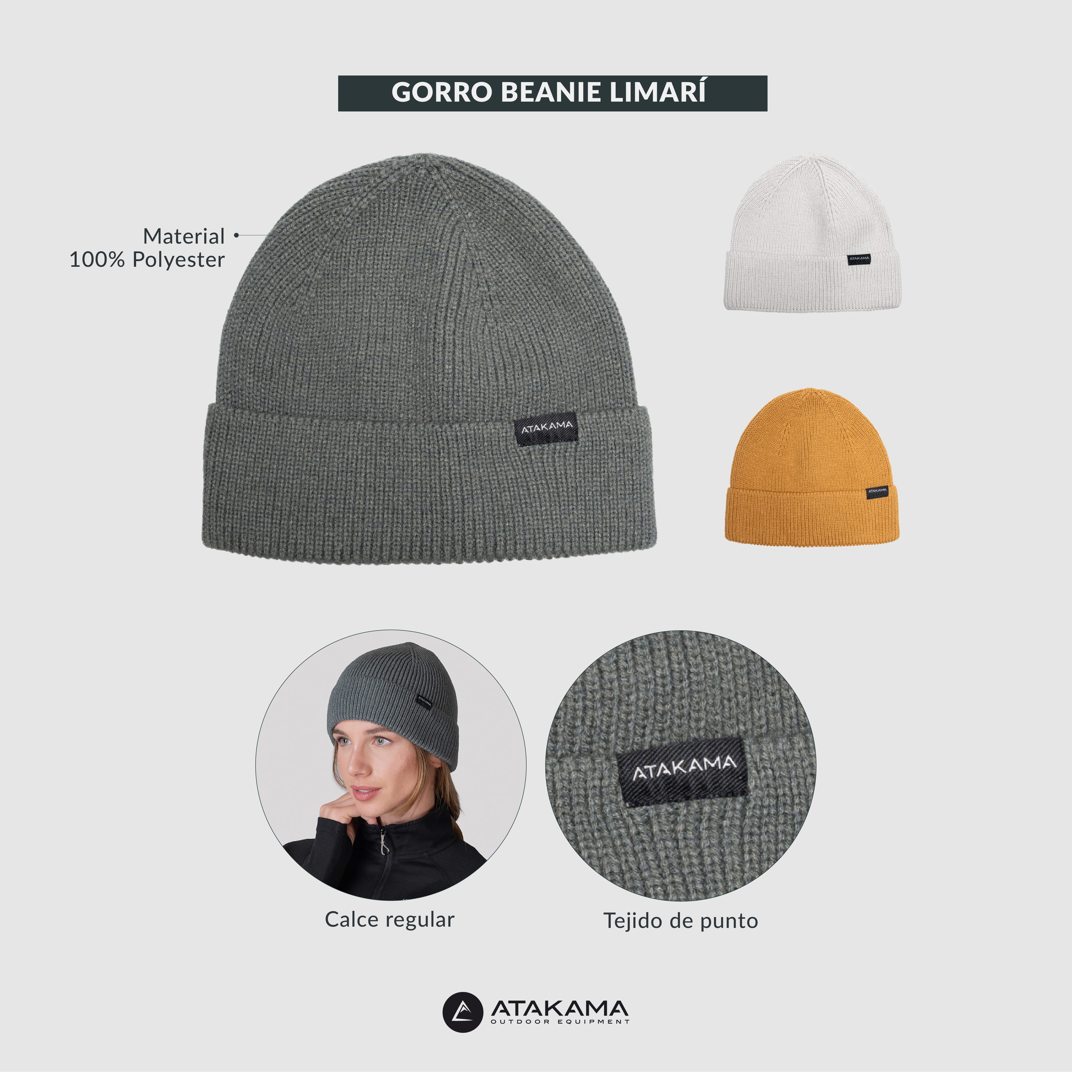 Gorro Beanie Limarí Gris