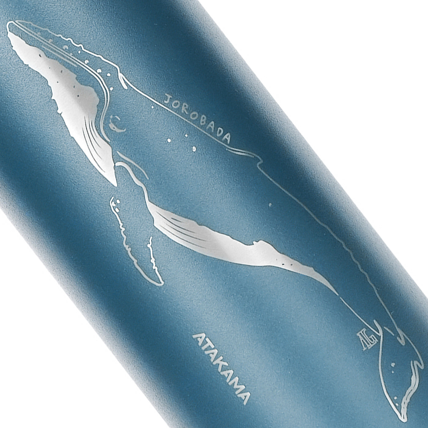 Botella termica insulada 750 mililitros azul ballena jorobada tapa Atakama Outdoor mantiene agua calor frio motivacional
