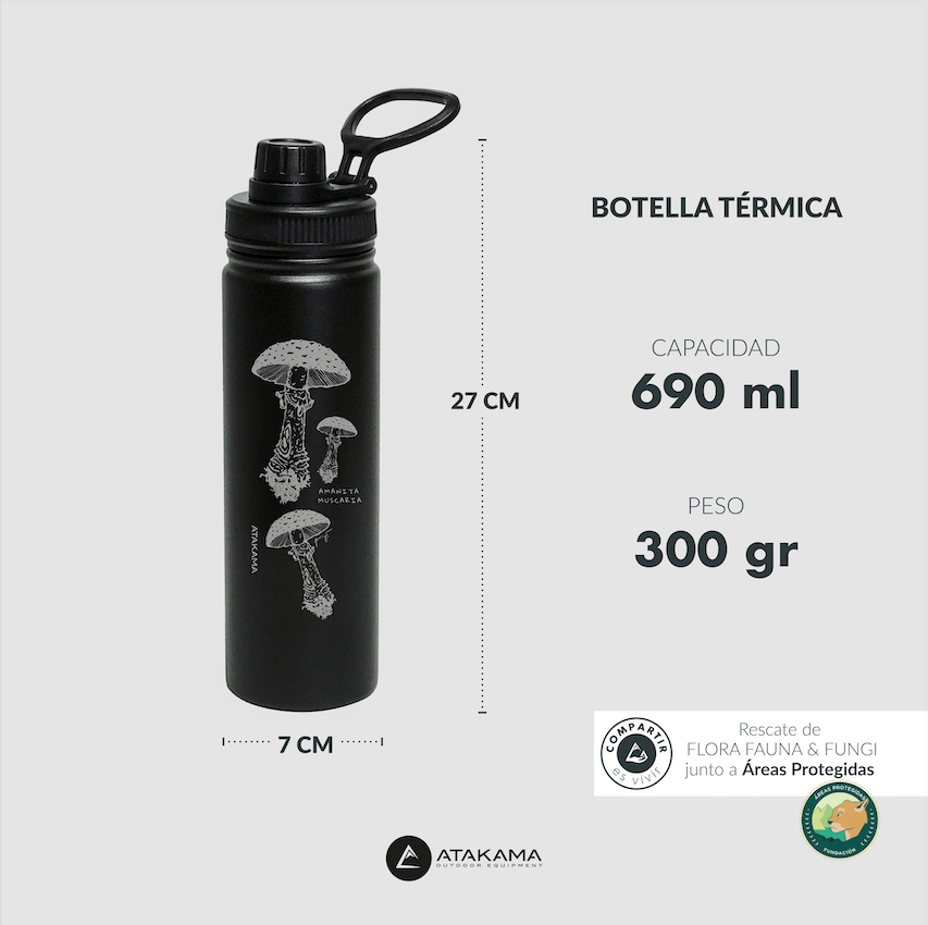 Botella térmica Amanita Muscaria 690ml Negra