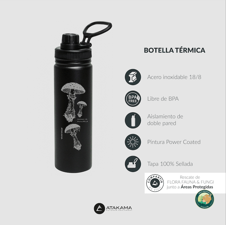 Botella térmica Amanita Muscaria 690ml Negra