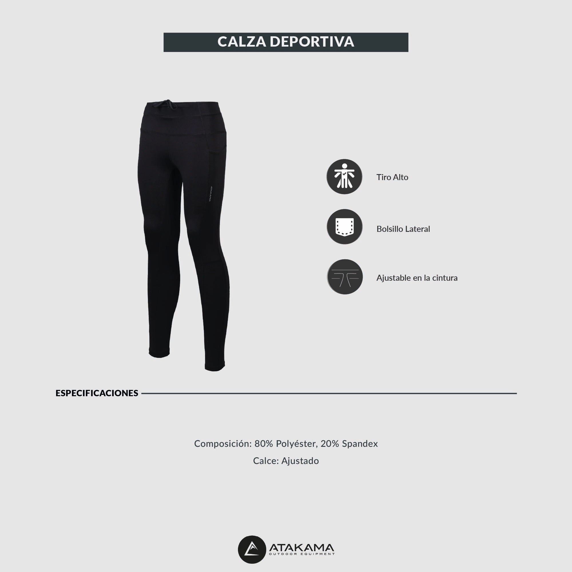 Calza deportiva Panorámica mujer Negro