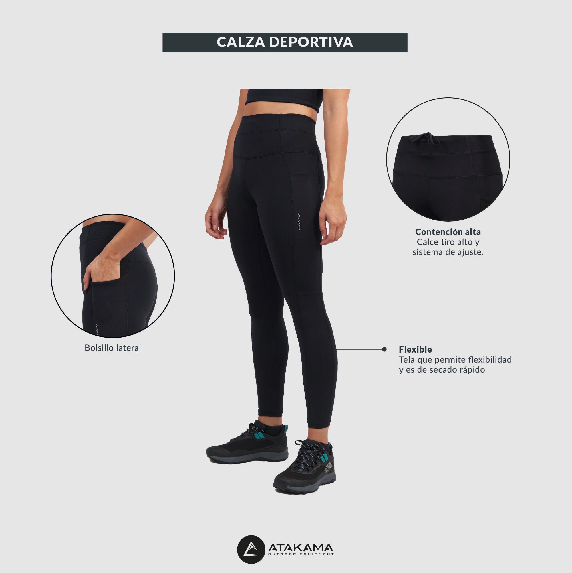 Calza deportiva Panorámica mujer Negro