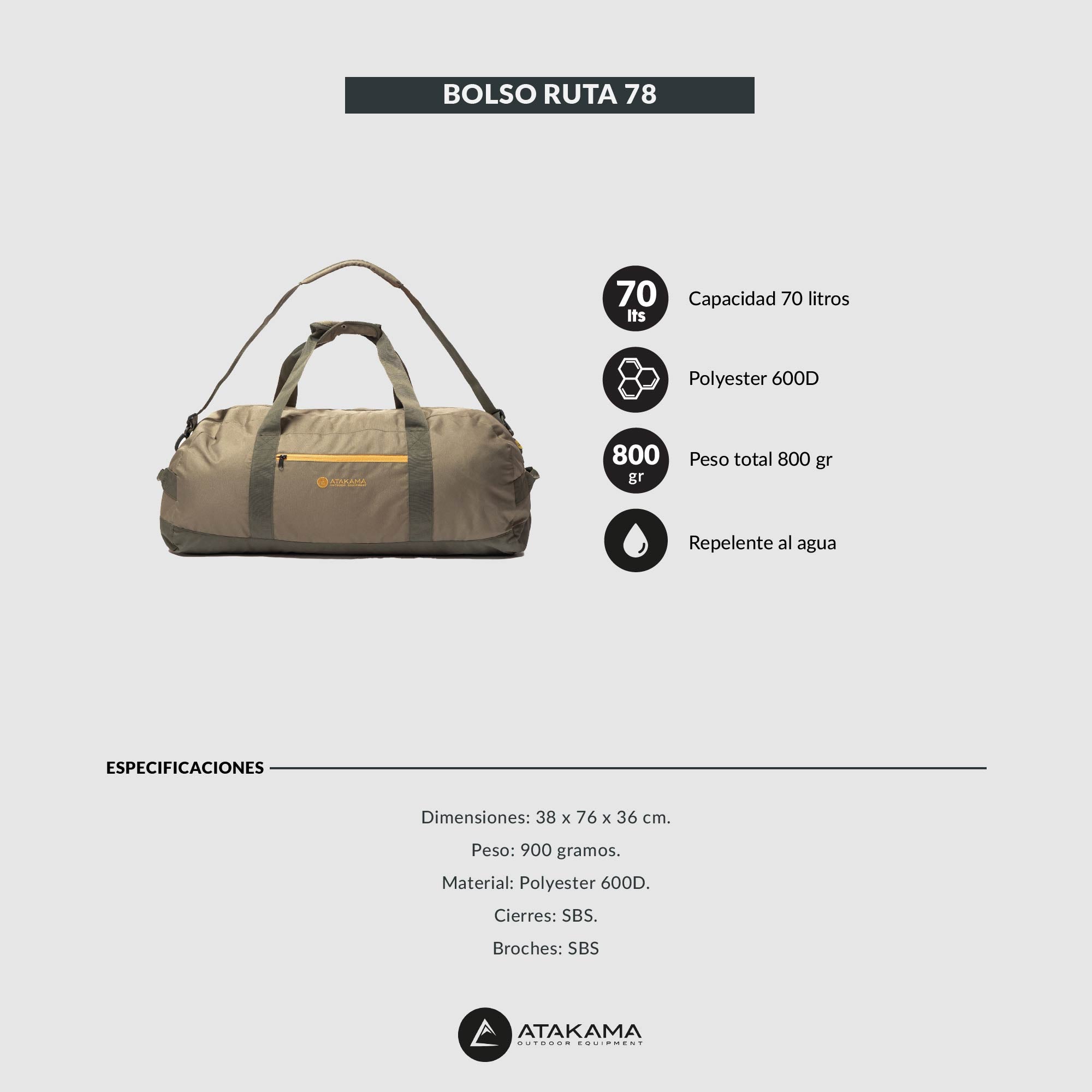 Bolso plegable Ruta 78 70 lt